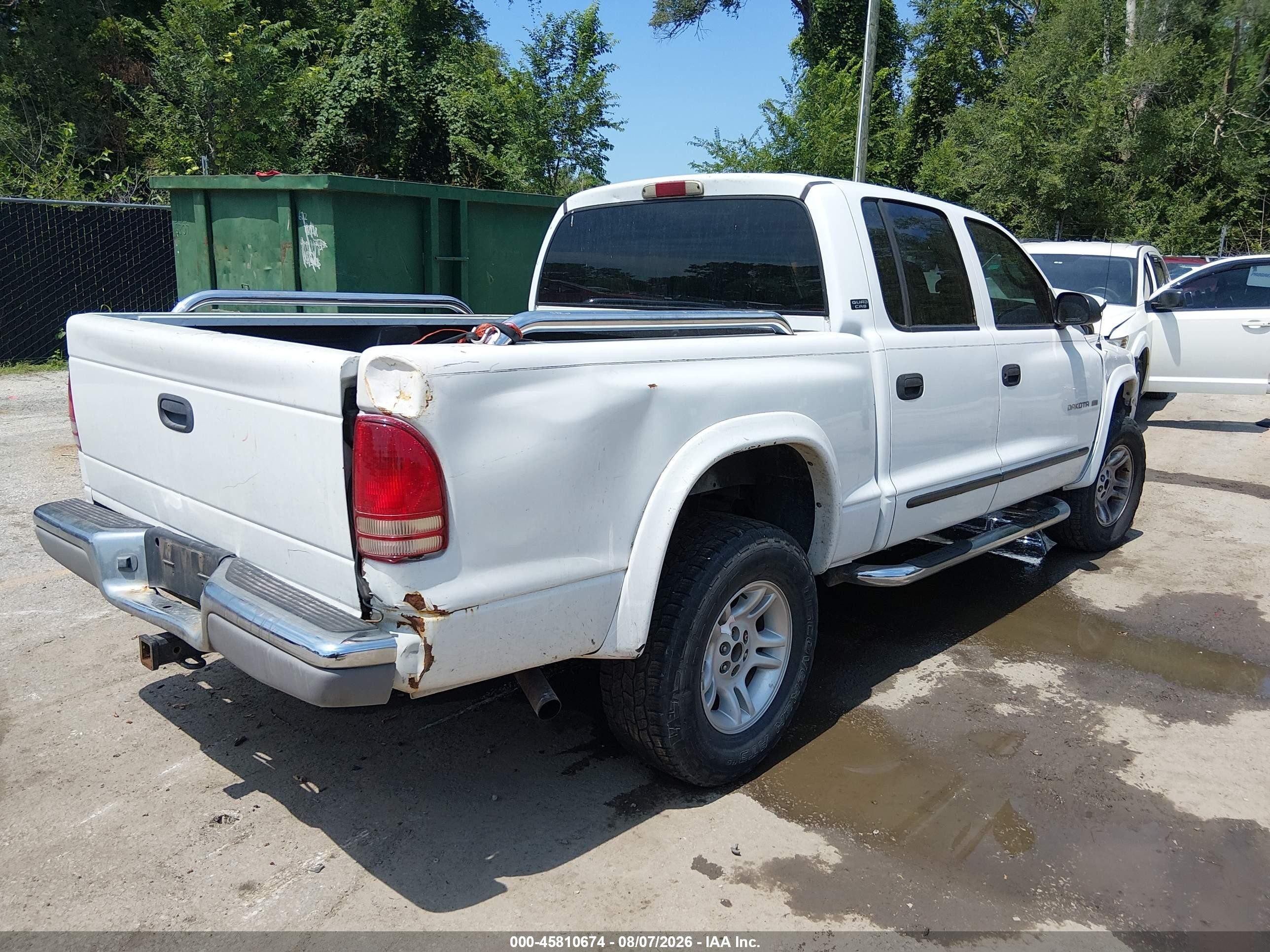 2001 Dodge Dakota Slt/sport Белый vin: 1B7GG2AN91S201935