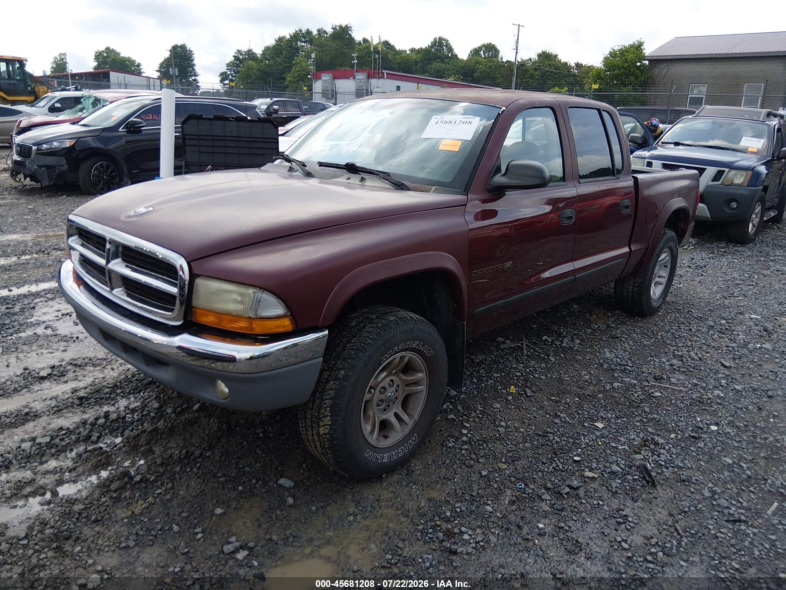 2001 Dodge Dakota Slt/sport Темно-бордовый vin: 1B7GG2ANX1S103089