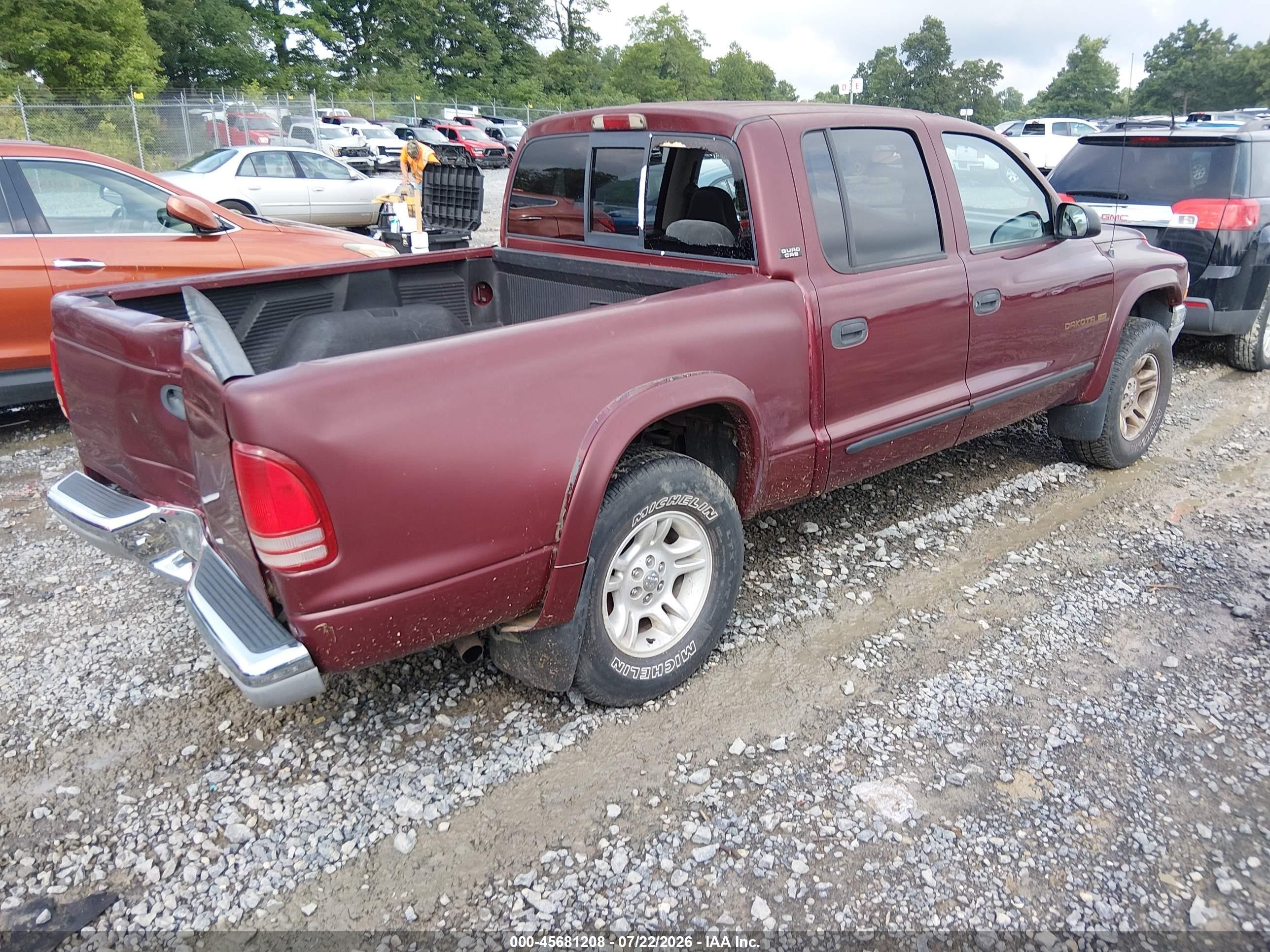2001 Dodge Dakota Slt/sport Темно-бордовый vin: 1B7GG2ANX1S103089