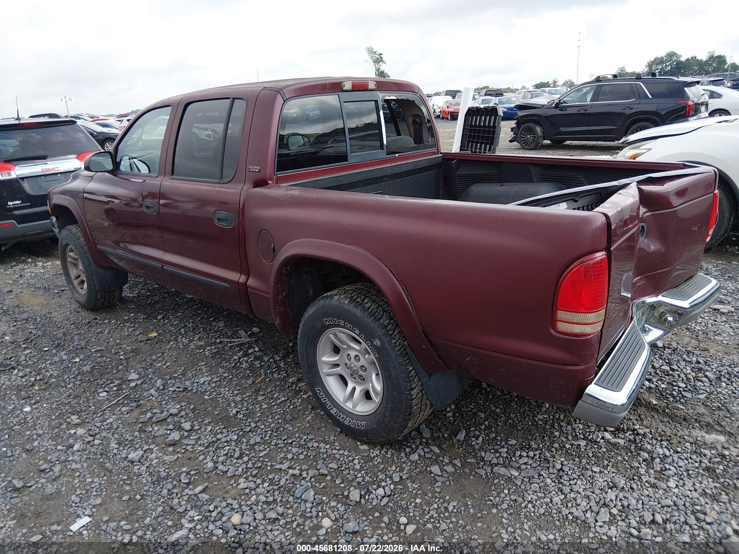 2001 Dodge Dakota Slt/sport Темно-бордовый vin: 1B7GG2ANX1S103089