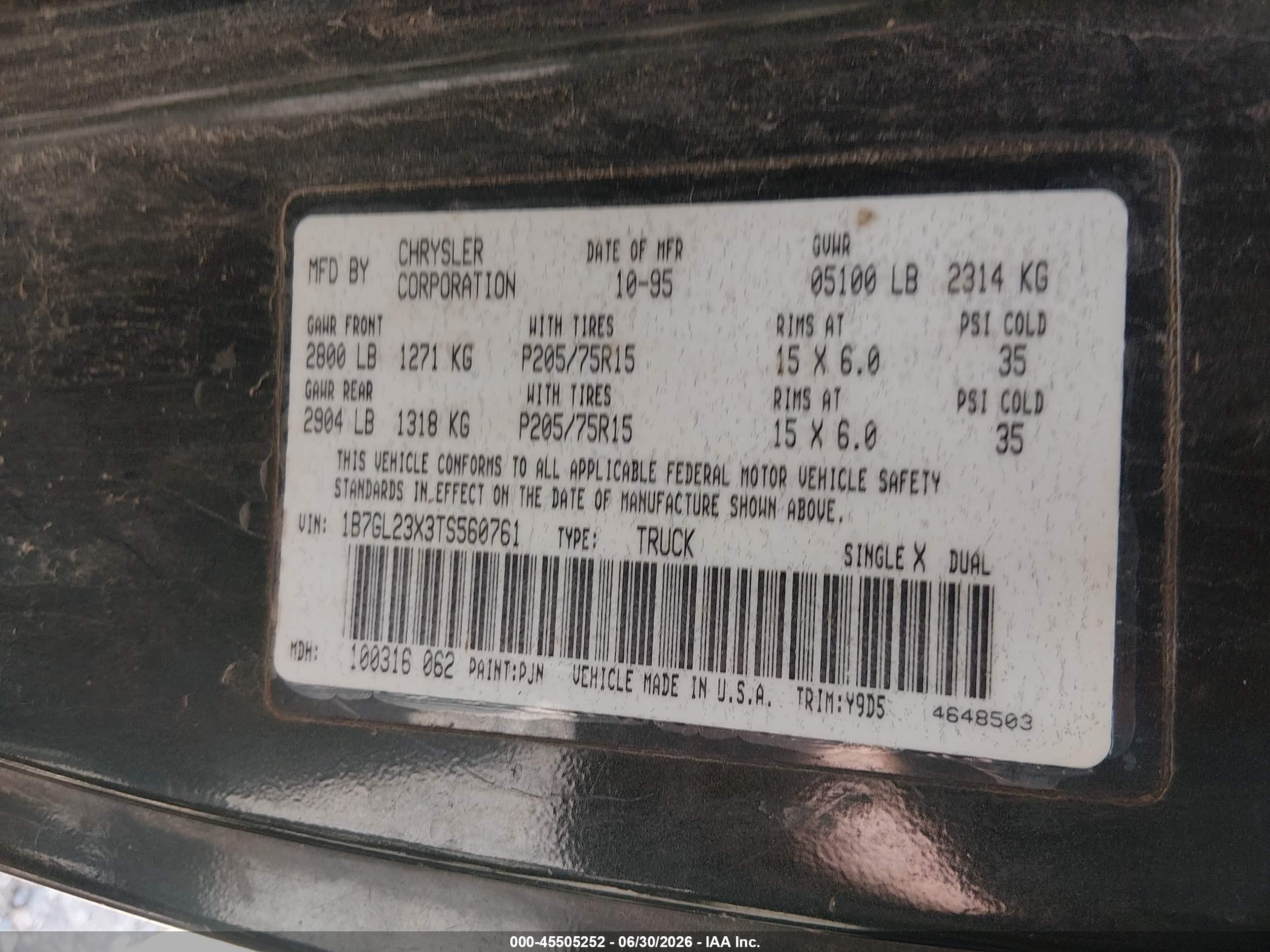 1996 Dodge Dakota   Зеленый vin: 1B7GL23X3TS560761