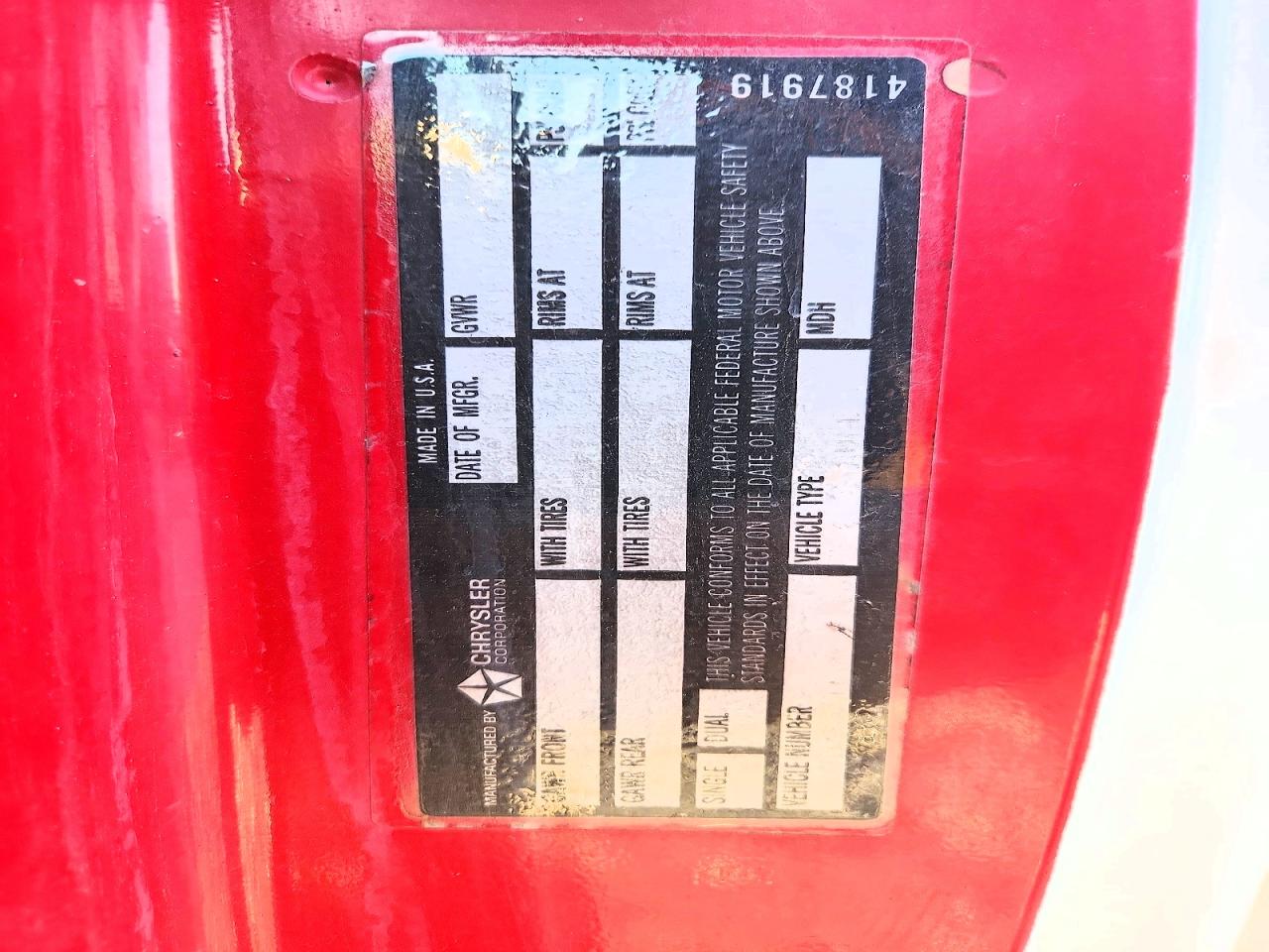 1989 Dodge Dakota Red vin: 1B7GL26X1KS071706