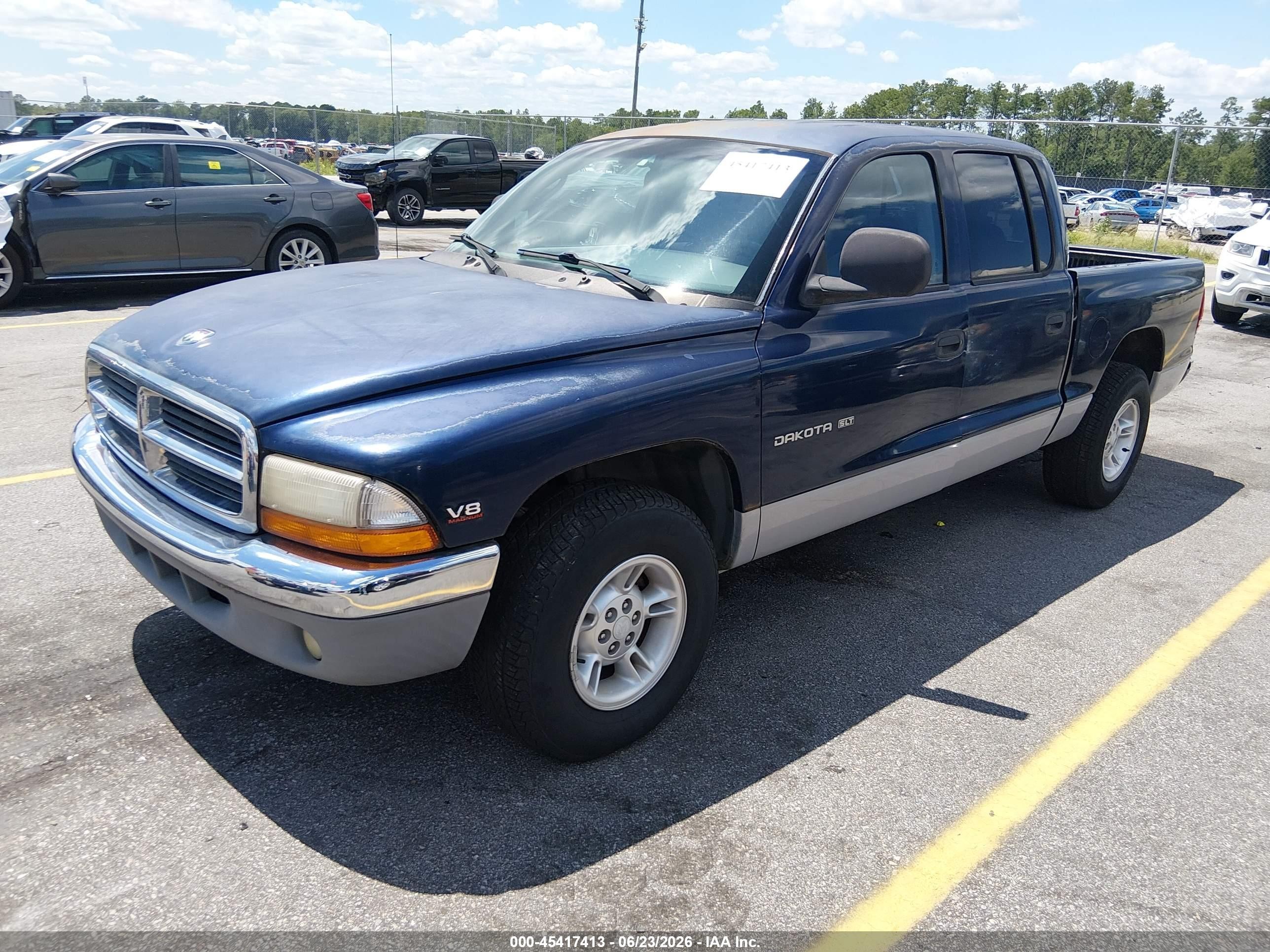 2000 Dodge Dakota Quad Blue vin: 1B7GL2AN7YS650309