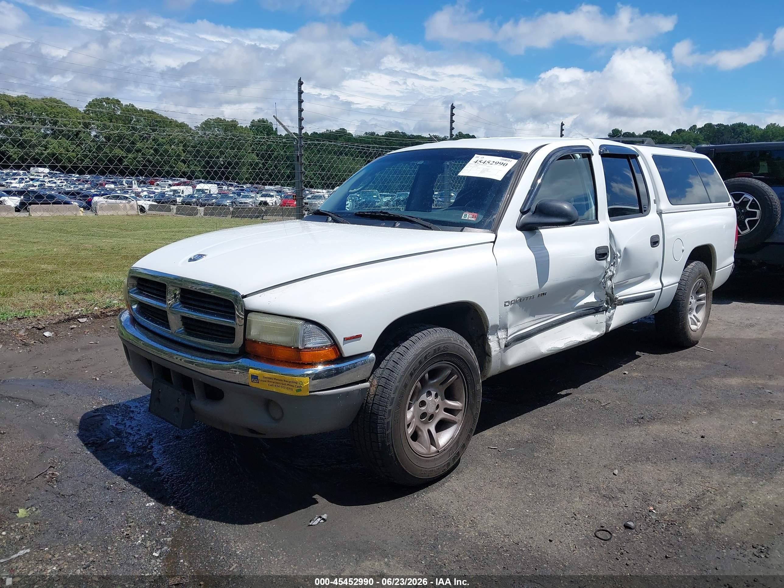2001 Dodge Dakota Slt/sport Белый vin: 1B7GL2AX81S209361