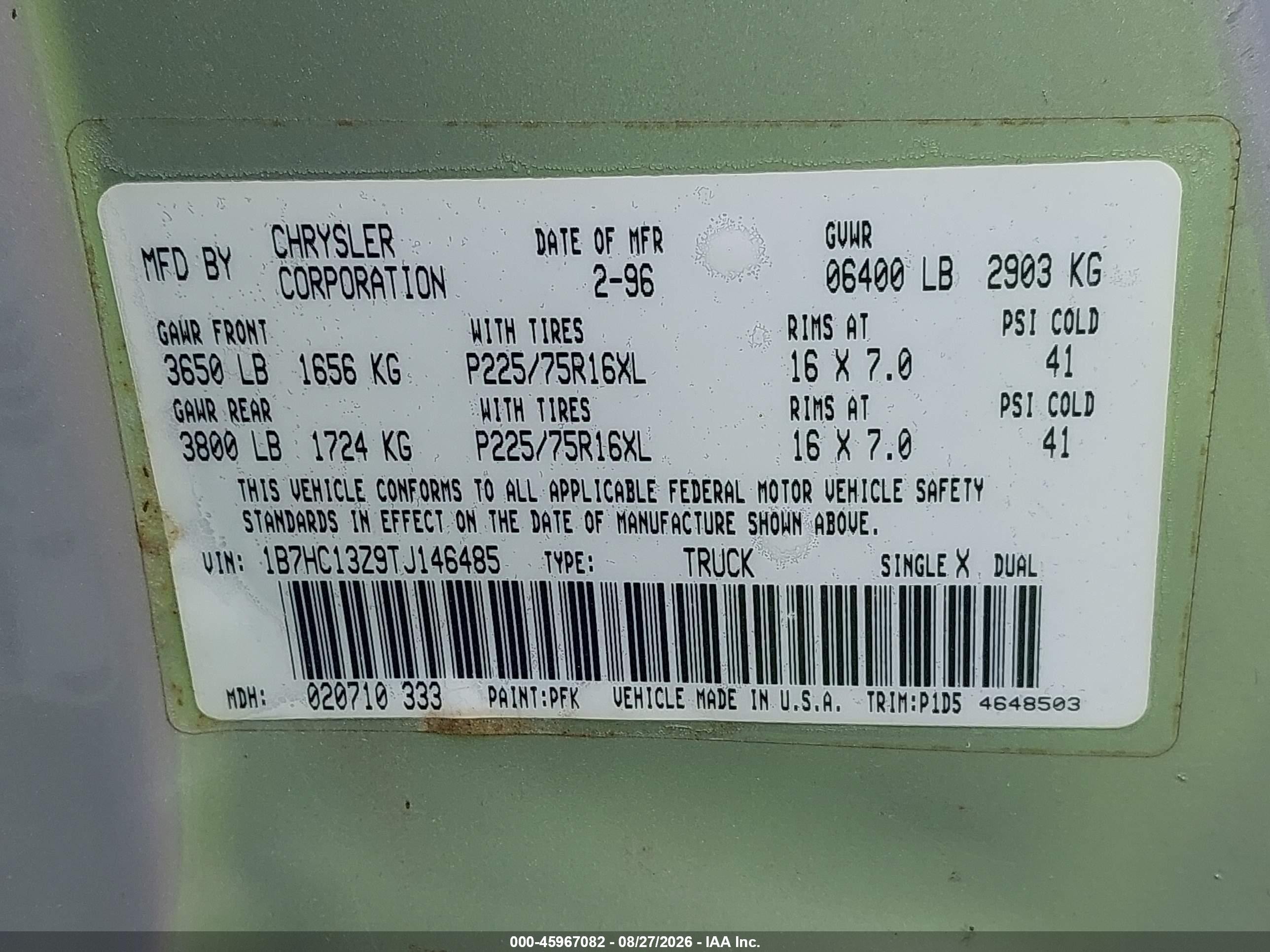 1996 Dodge Ram 1500   Серебряный vin: 1B7HC13Z9TJ146485