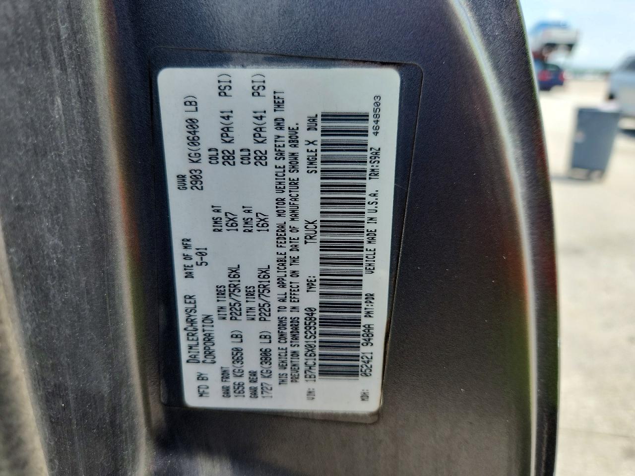 2001 Dodge Ram 1500 Gray vin: 1B7HC16X01S295840