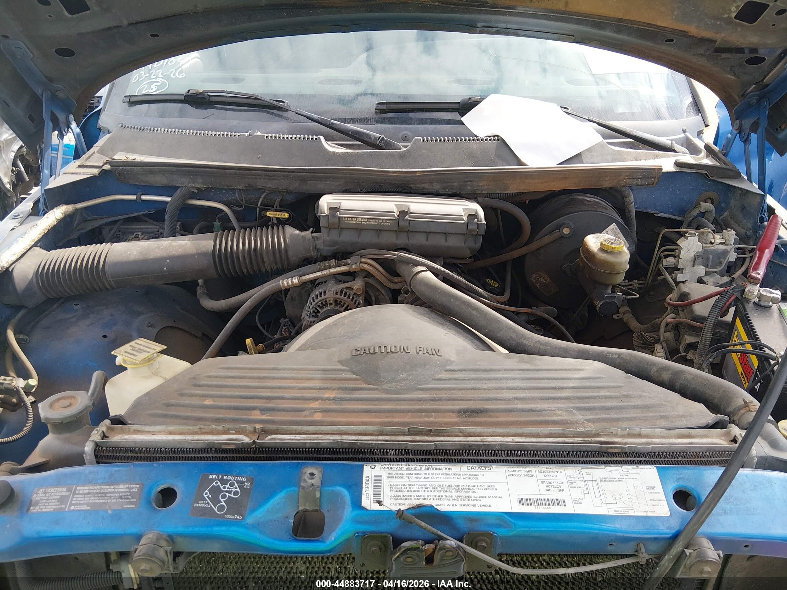 1999 Dodge Ram 1500 St/ws Blue vin: 1B7HC16X8XS143894