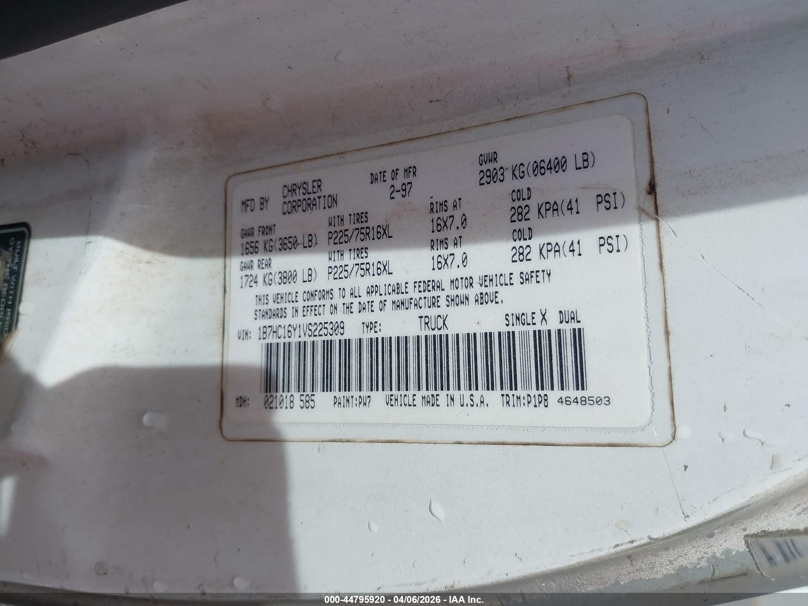 1997 Dodge Ram 1500 Lt Gray vin: 1B7HC16Y1VS225309