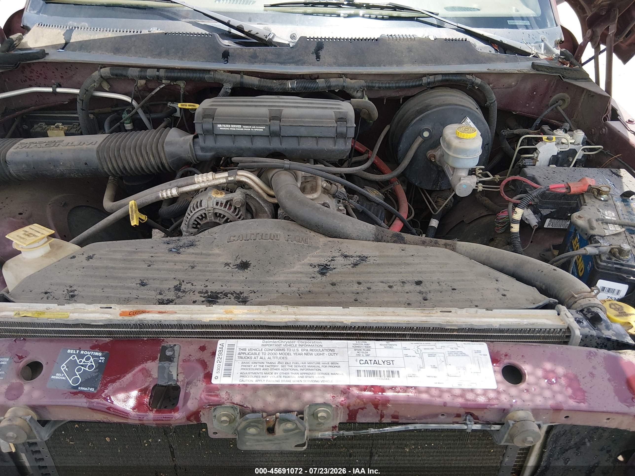 2000 Dodge Ram 1500 St Burgundy vin: 1B7HC16ZXYS579293