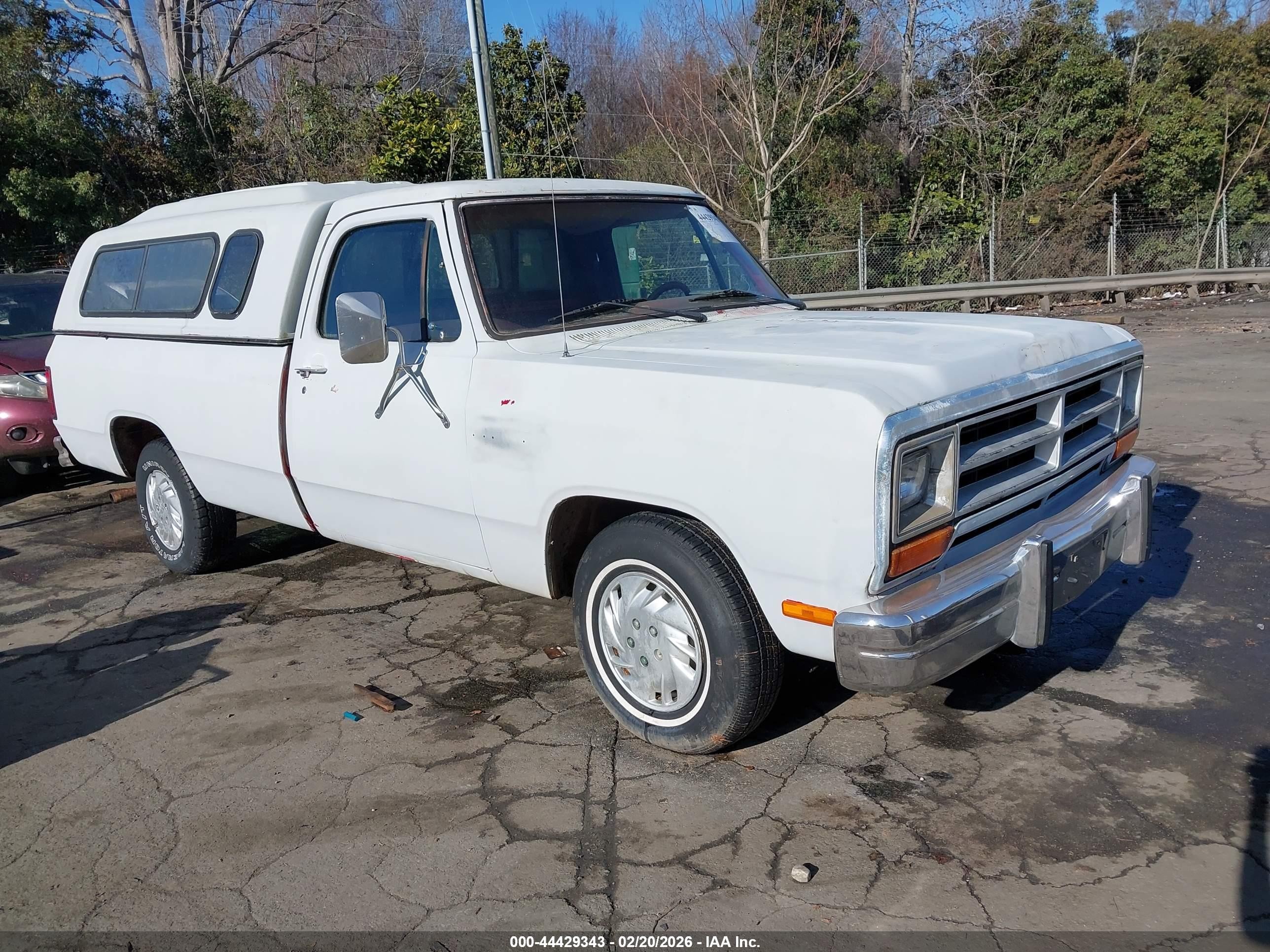 1987 Dodge D-series D150 White vin: 1B7HD14T5HS352198