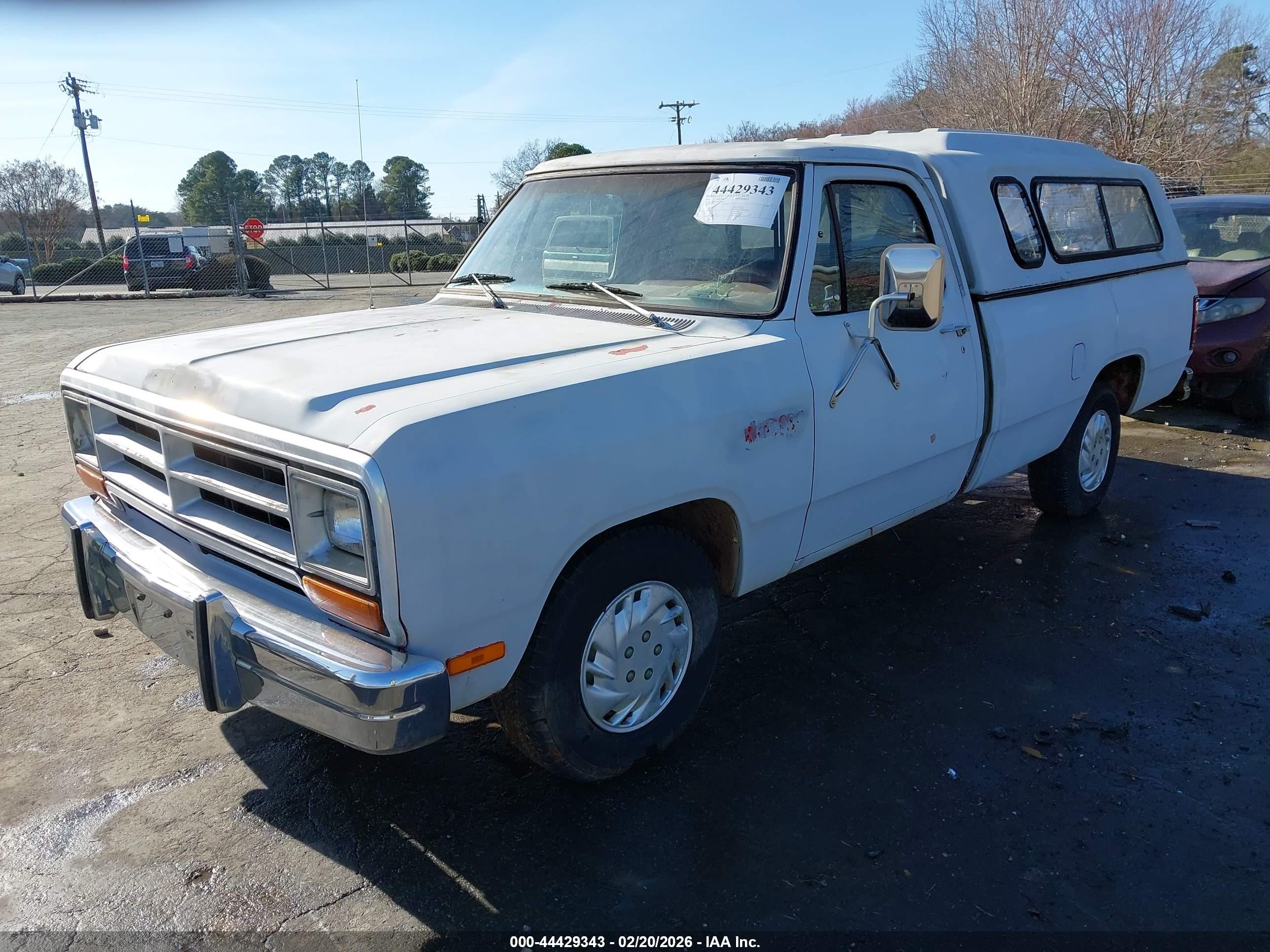1987 Dodge D-series D150 White vin: 1B7HD14T5HS352198
