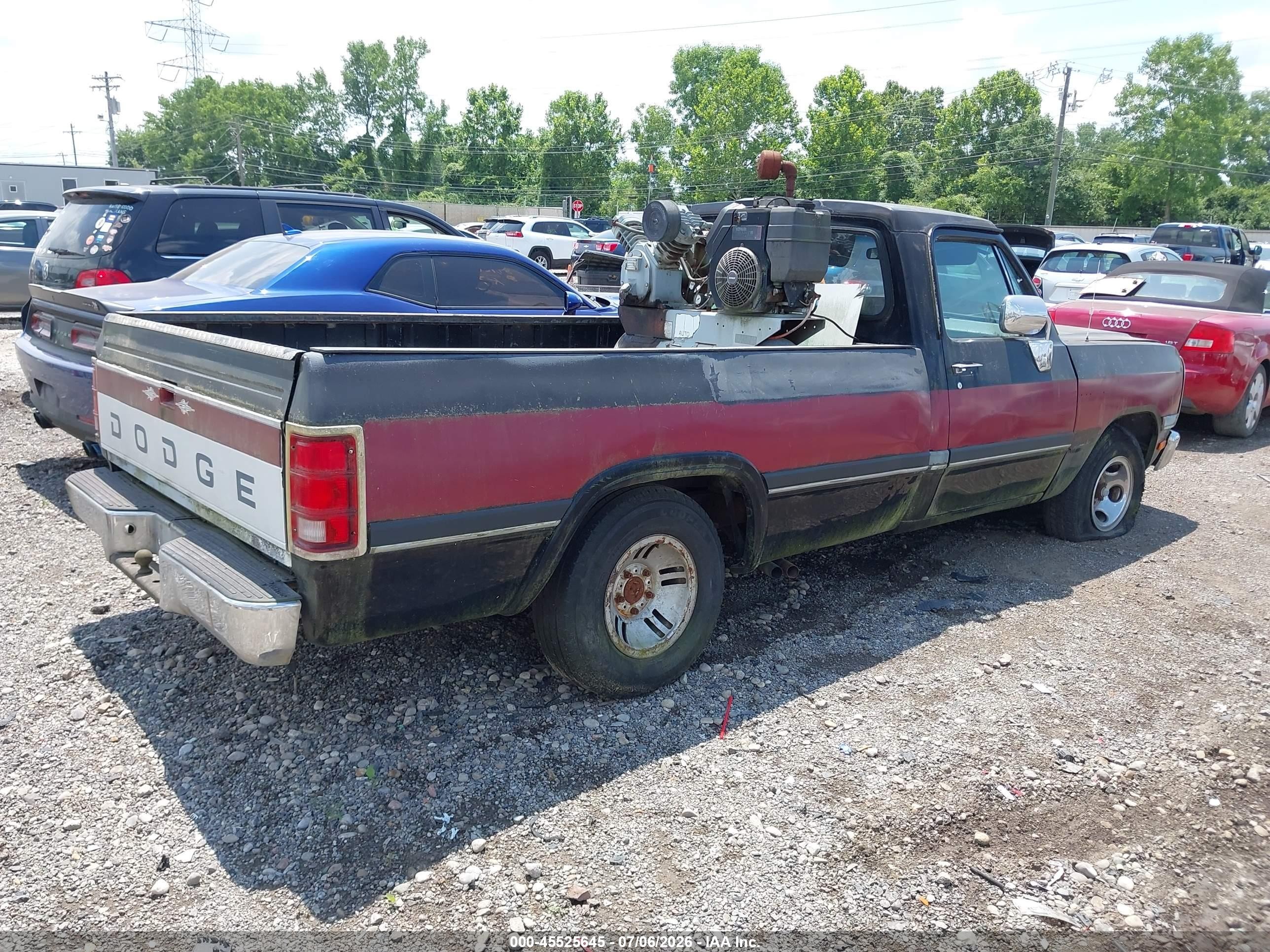 1993 Dodge D-series D150 Black vin: 1B7HE16Y3PS167958