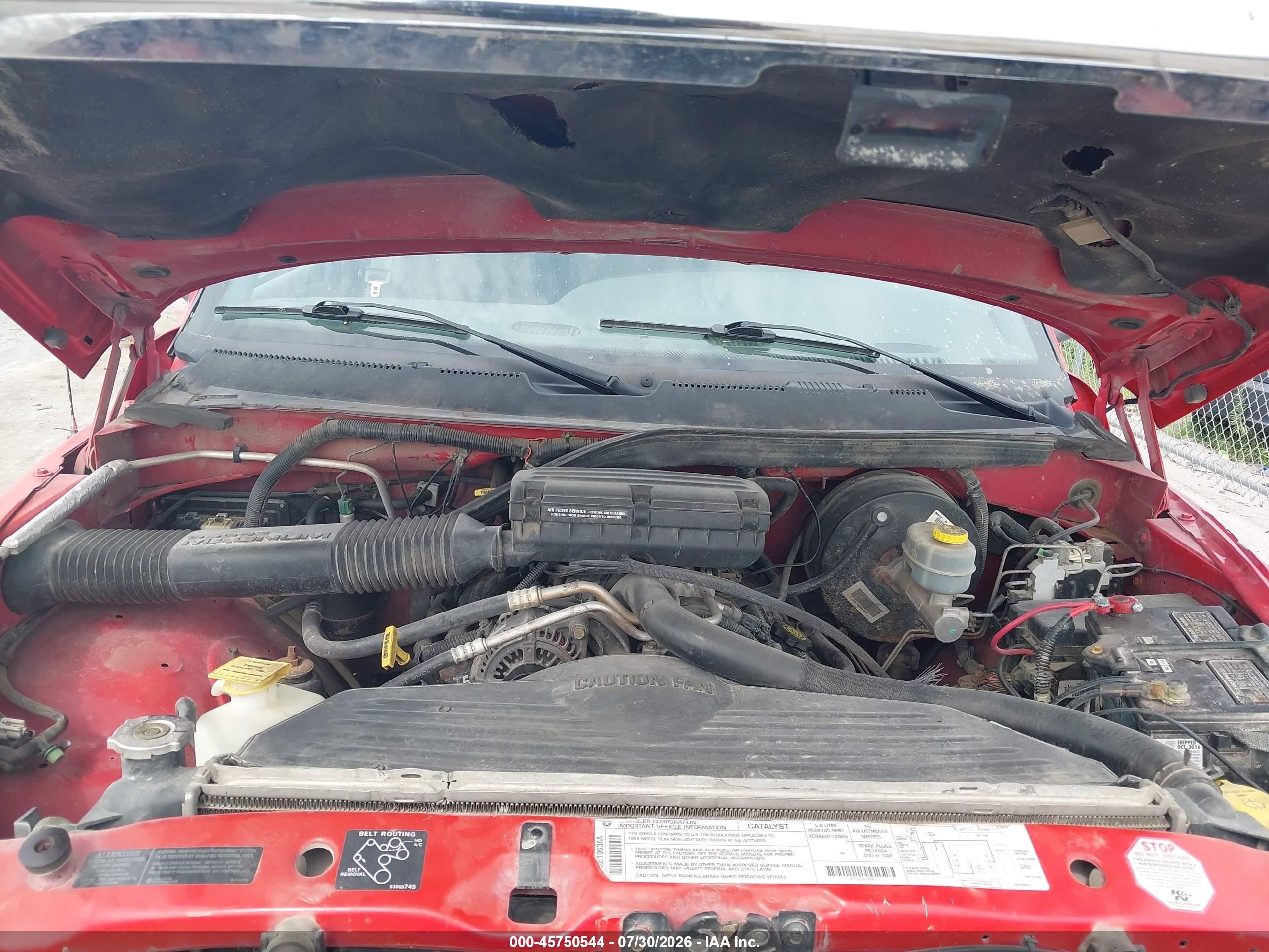 1999 Dodge Ram 1500 St Red vin: 1B7HF13Z1XJ642457