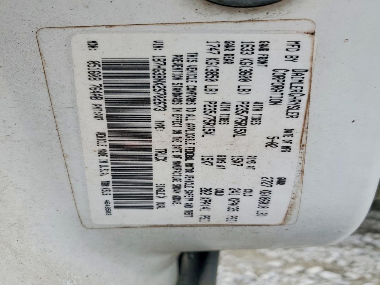 2002 Dodge Dakota Quad Sport White vin: 1B7HG38NX2S702673