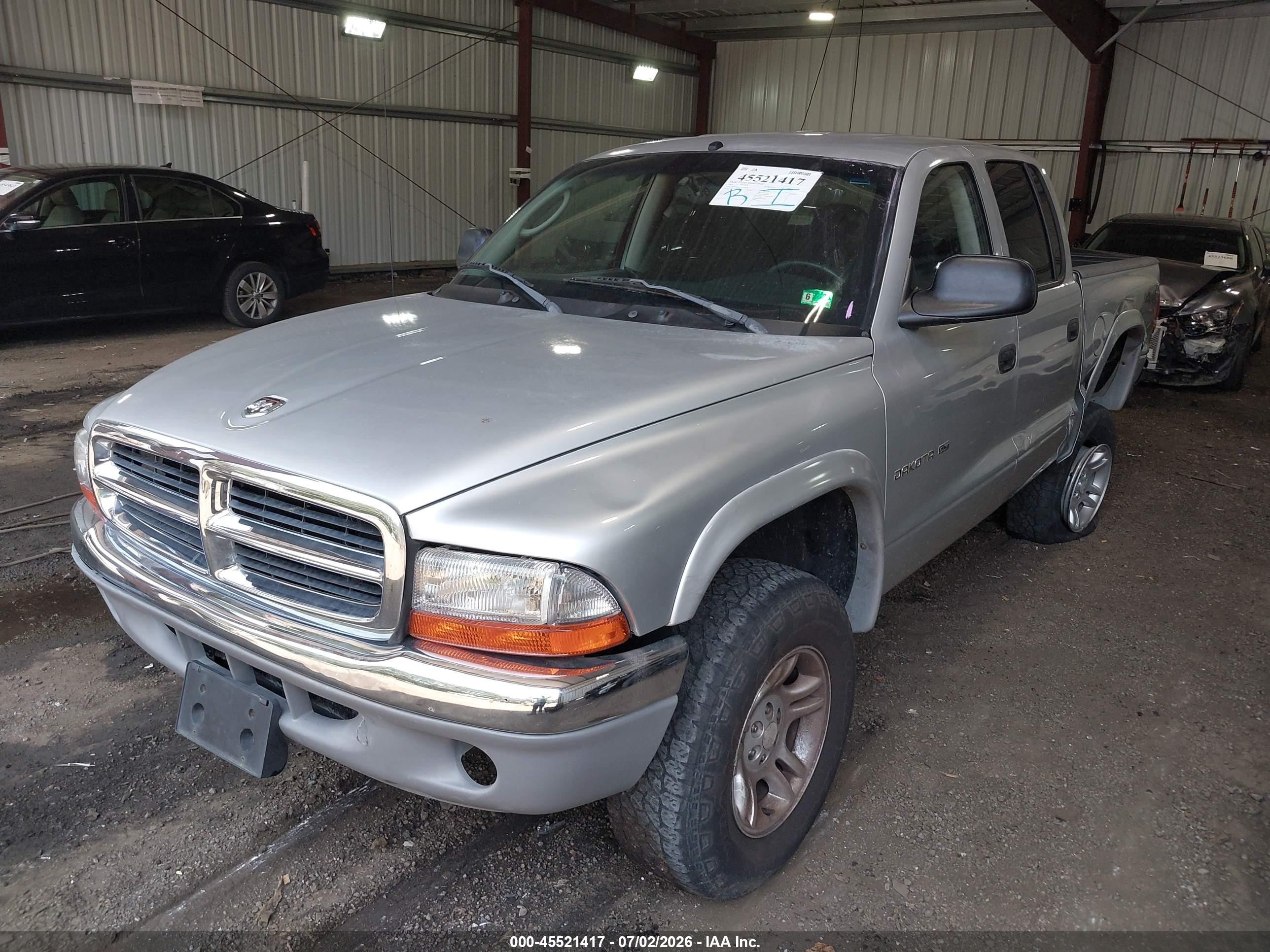 2002 Dodge Dakota Slt Gray vin: 1B7HG48N72S707478