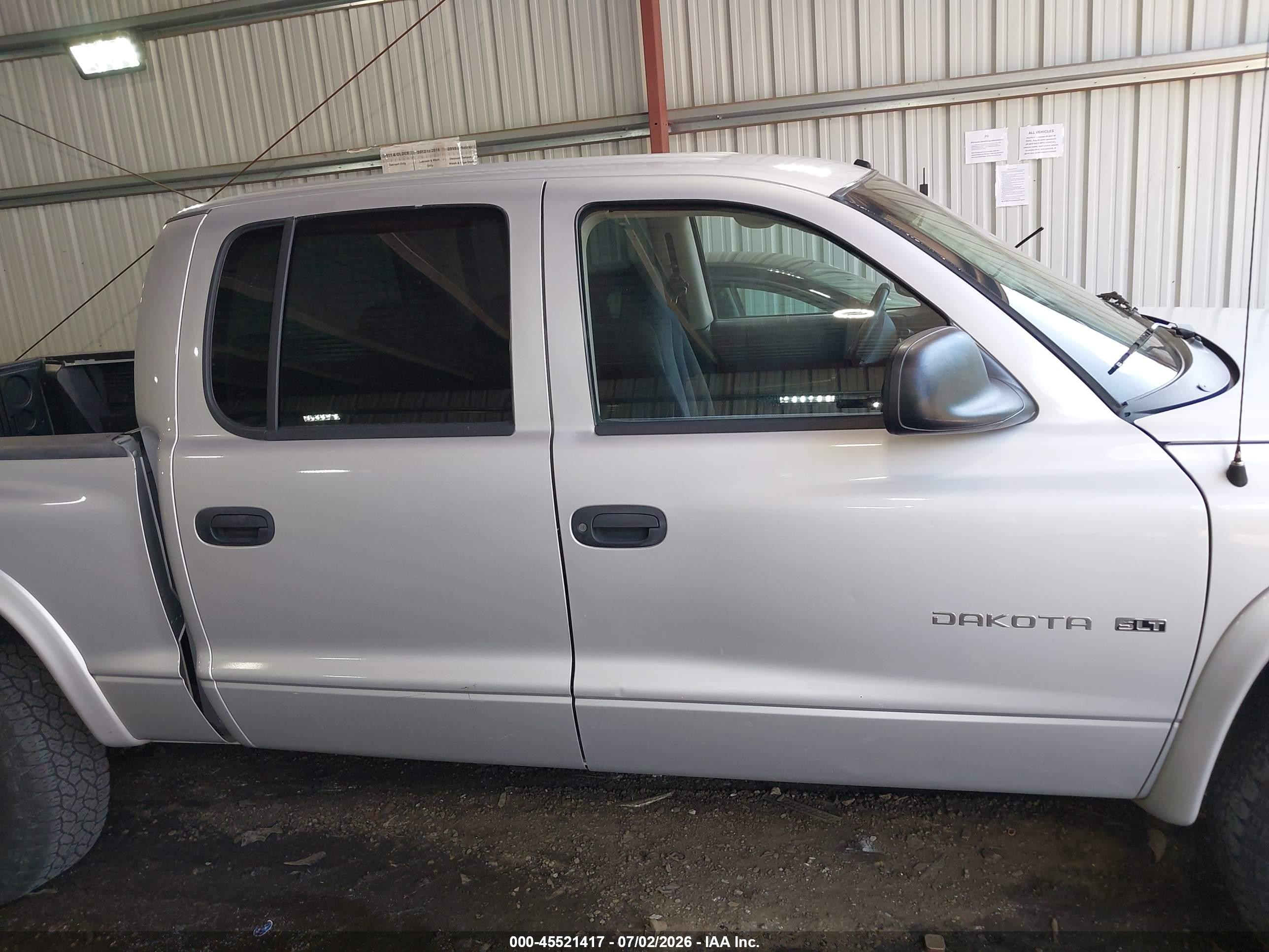 2002 Dodge Dakota Slt Gray vin: 1B7HG48N72S707478