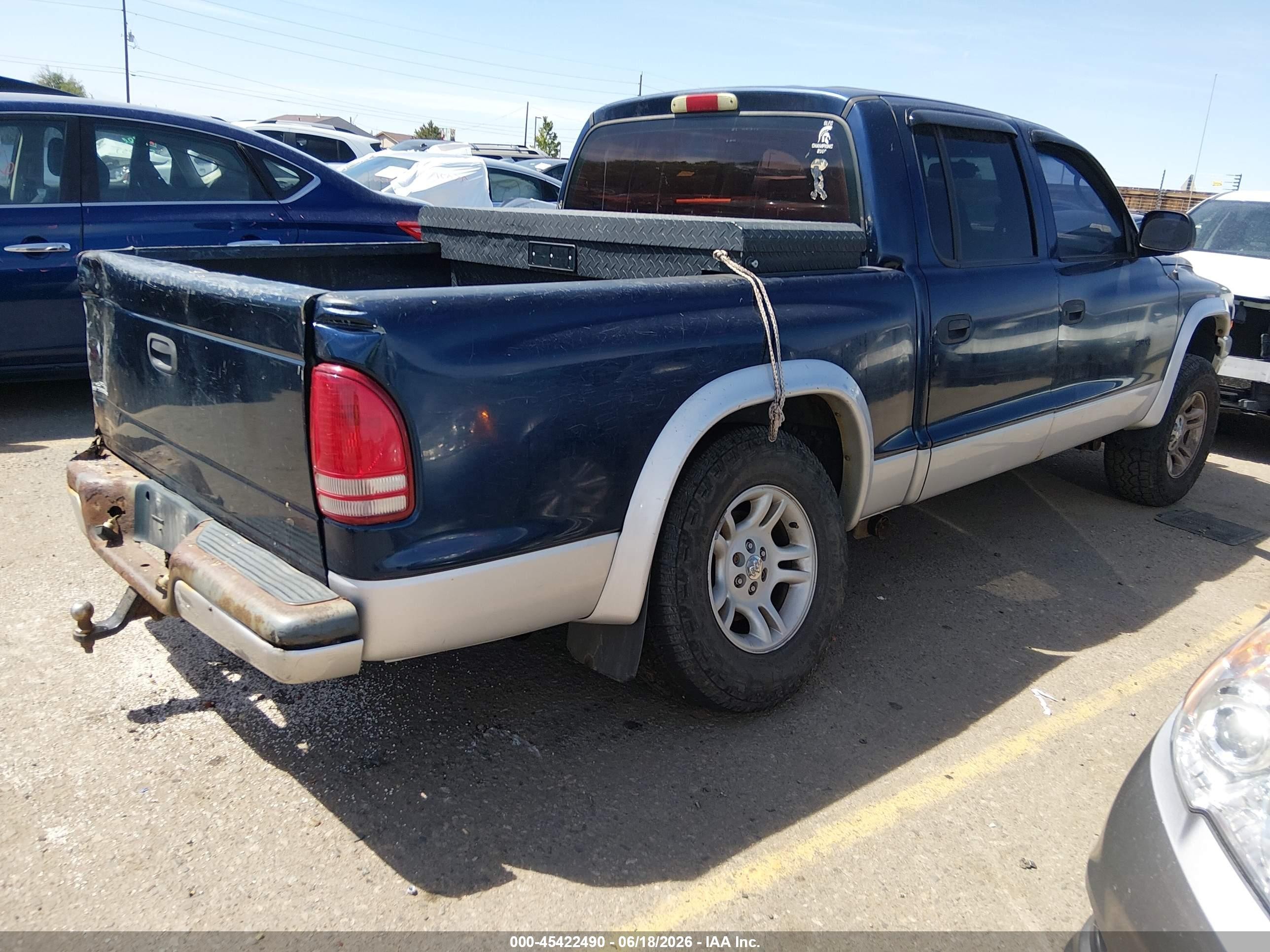 2002 Dodge Dakota Slt Синий vin: 1B7HG48N82S637151