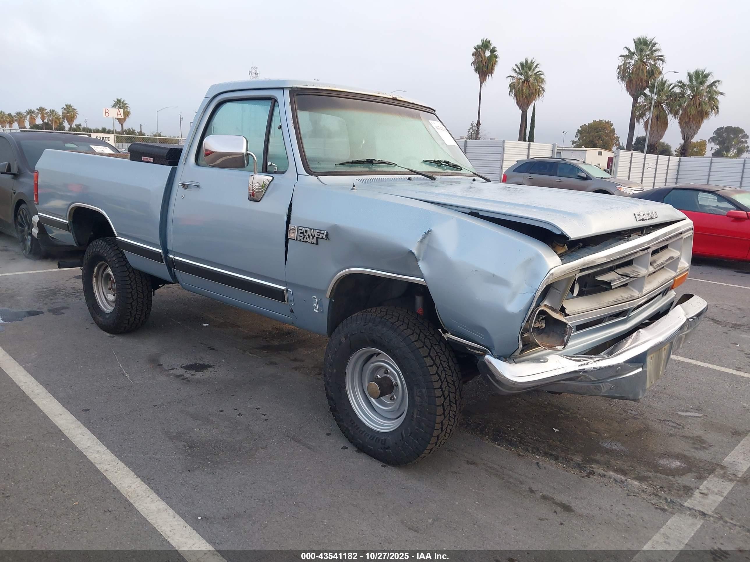 1988 Dodge W-series W100 Light Blue vin: 1B7HW04Y4JS649002