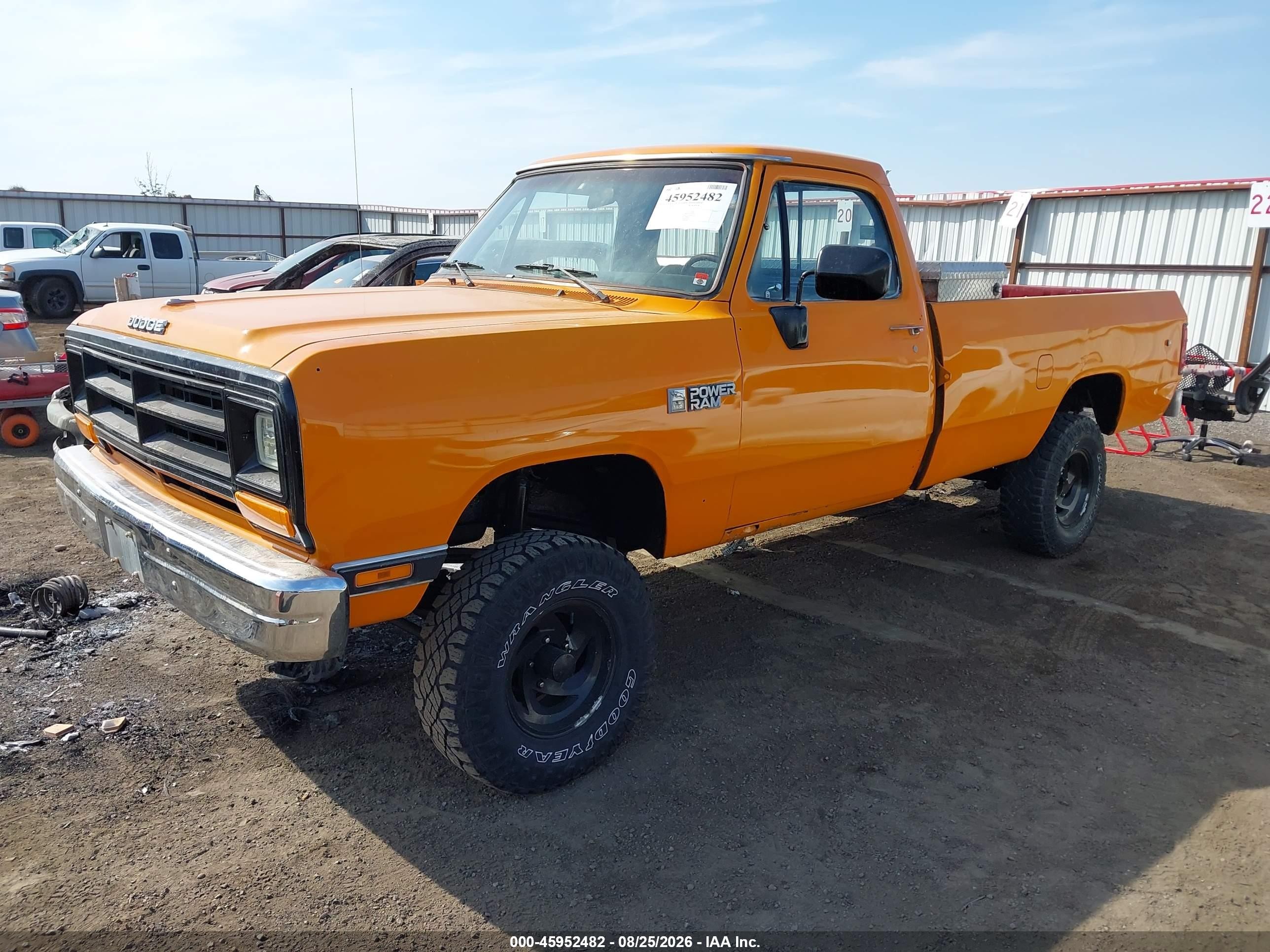 1988 Dodge W-series W150 Orange vin: 1B7HW14W0JS789973