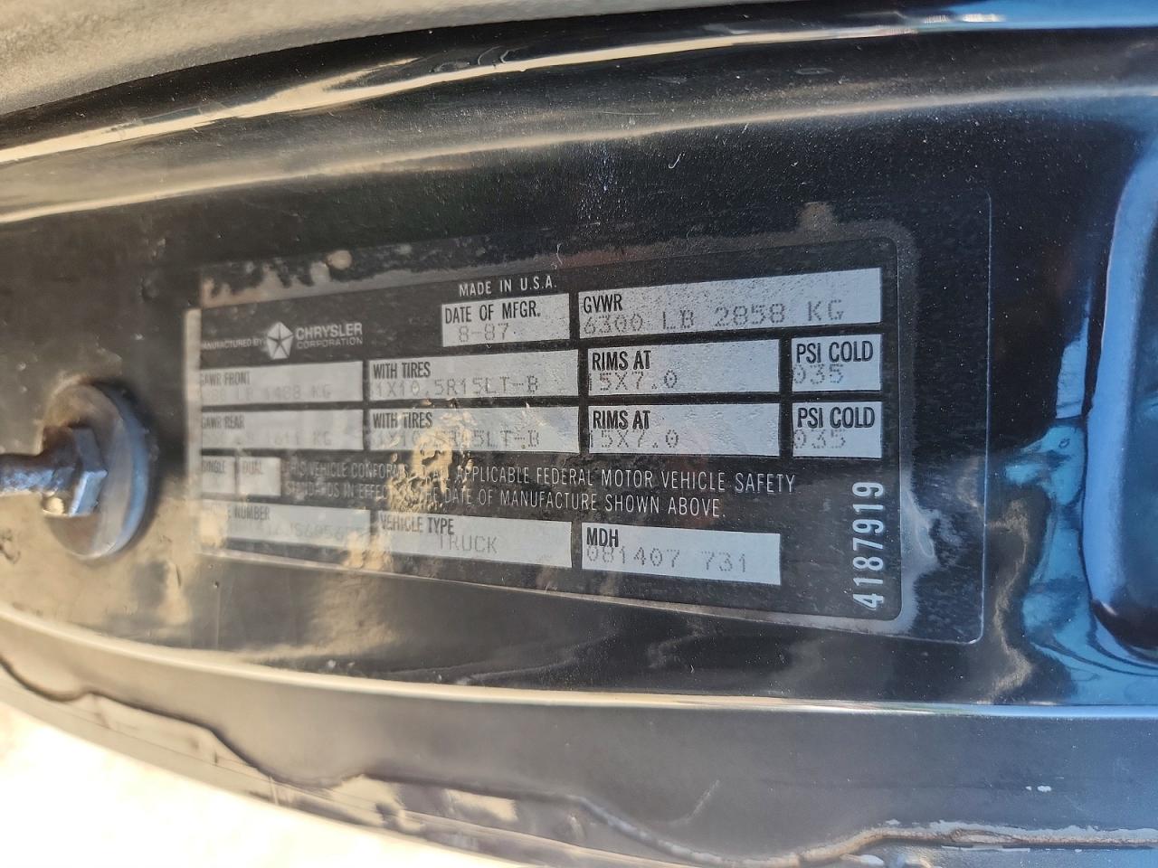 1988 Dodge W-series W150 Черный vin: 1B7HW14Y6JS605685