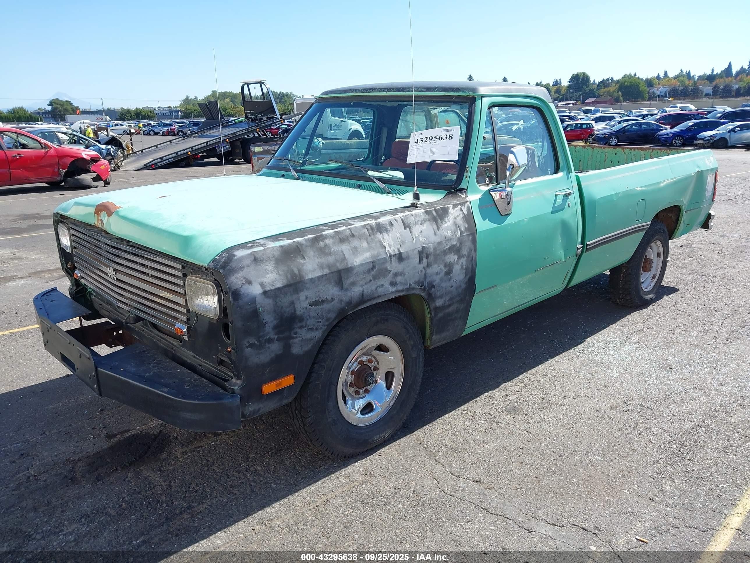 1991 Dodge D-series D200/d250 Green vin: 1B7JE26Y0MS304518