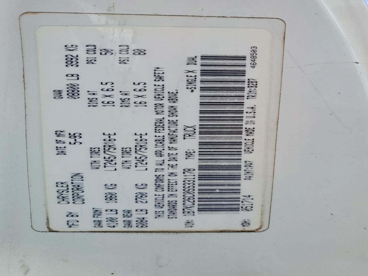 1995 Dodge Ram 2500 White vin: 1B7KC26C0SS331178