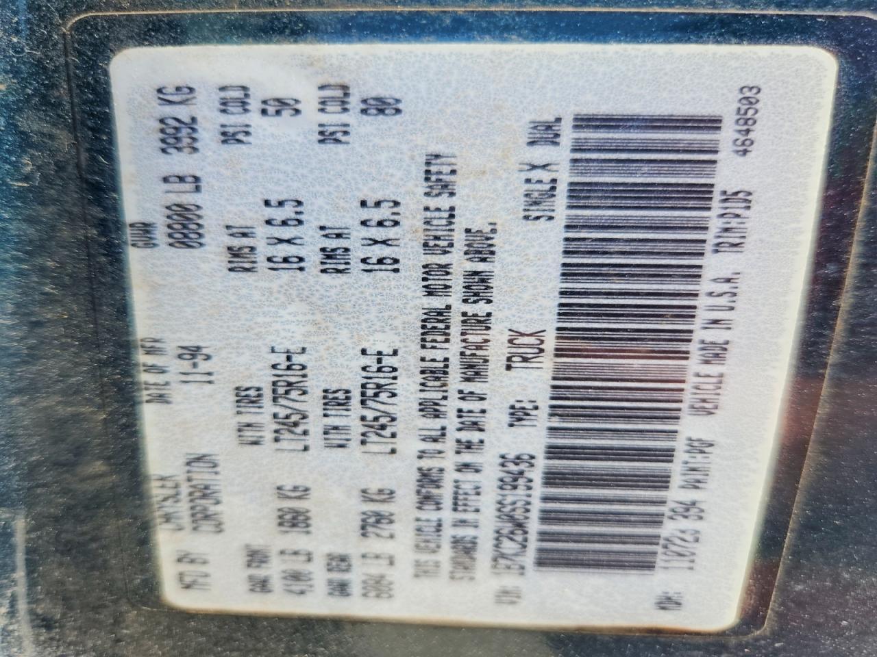 1995 Dodge Ram 2500 Green vin: 1B7KC26W0SS199436