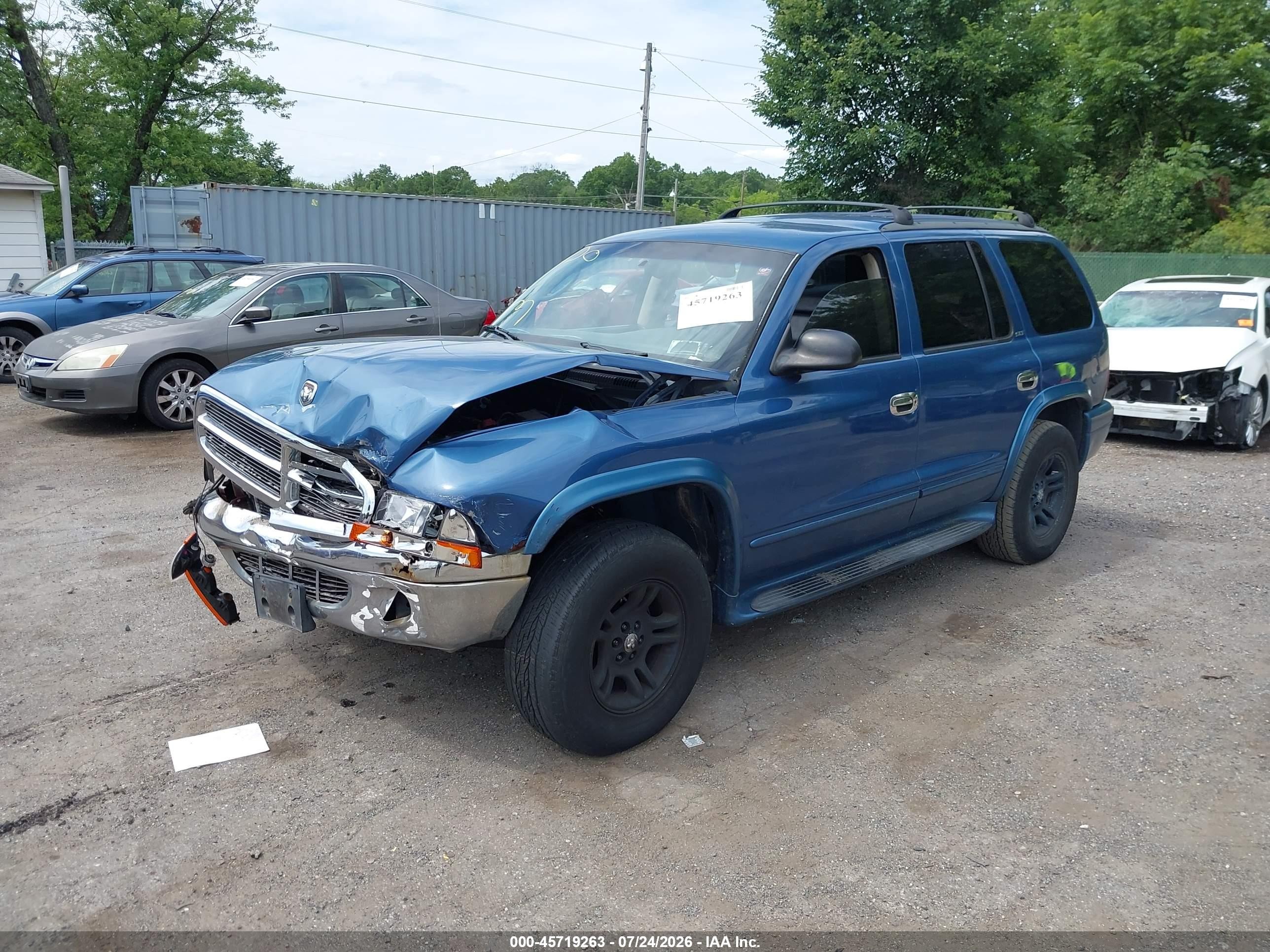 2002 Dodge Durango Slt Plus Blue vin: 1B8HS58N32F146009