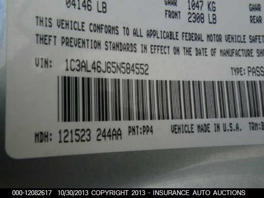 2005 Chrysler Sebring Sedan vin: 1C3AL46J65N584552