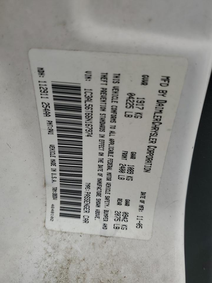 2006 Chrysler Sebring Touring White vin: 1C3AL56T66N167974