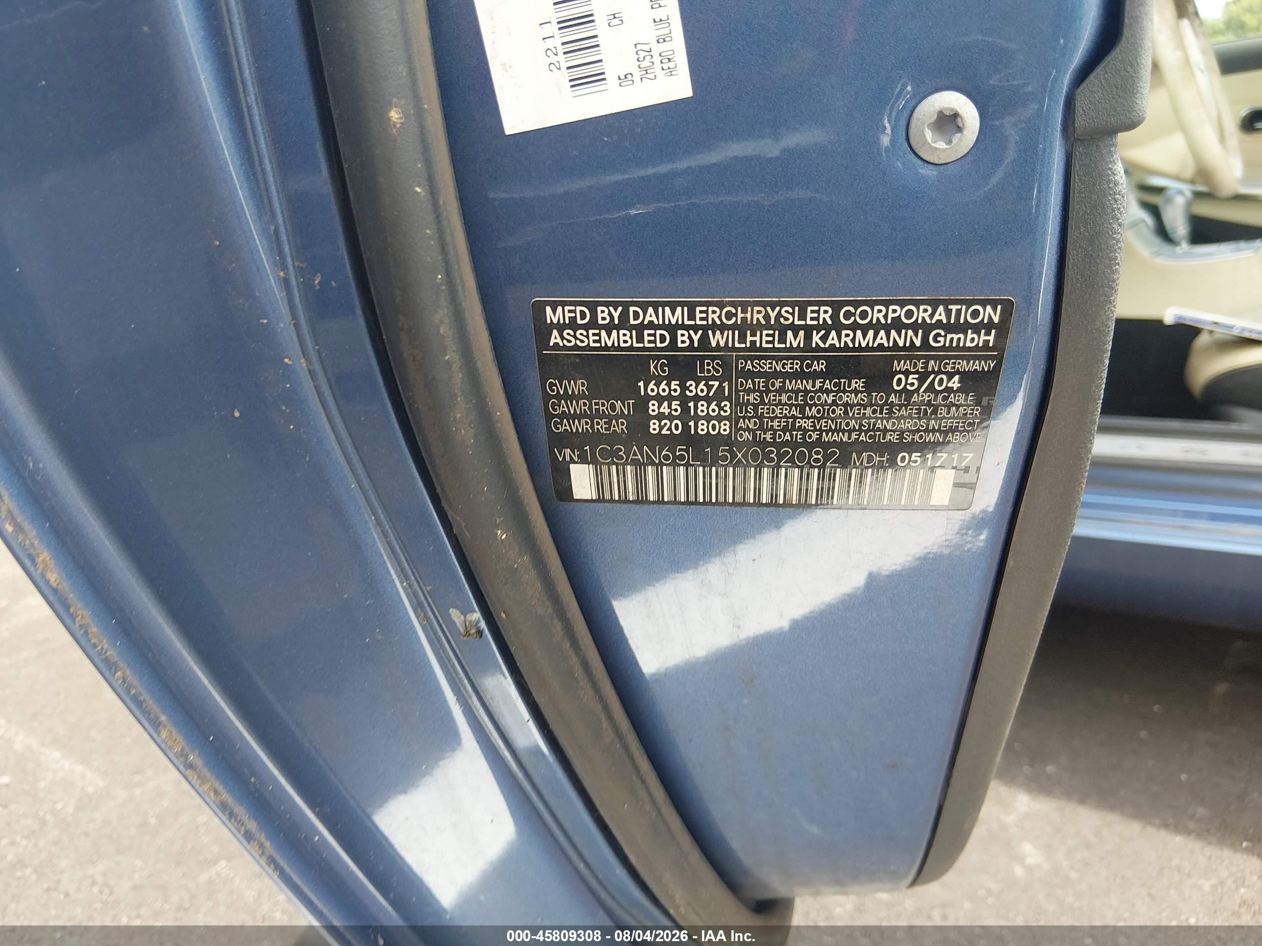 2005 Chrysler Crossfire Limited Синий vin: 1C3AN65L15X032082
