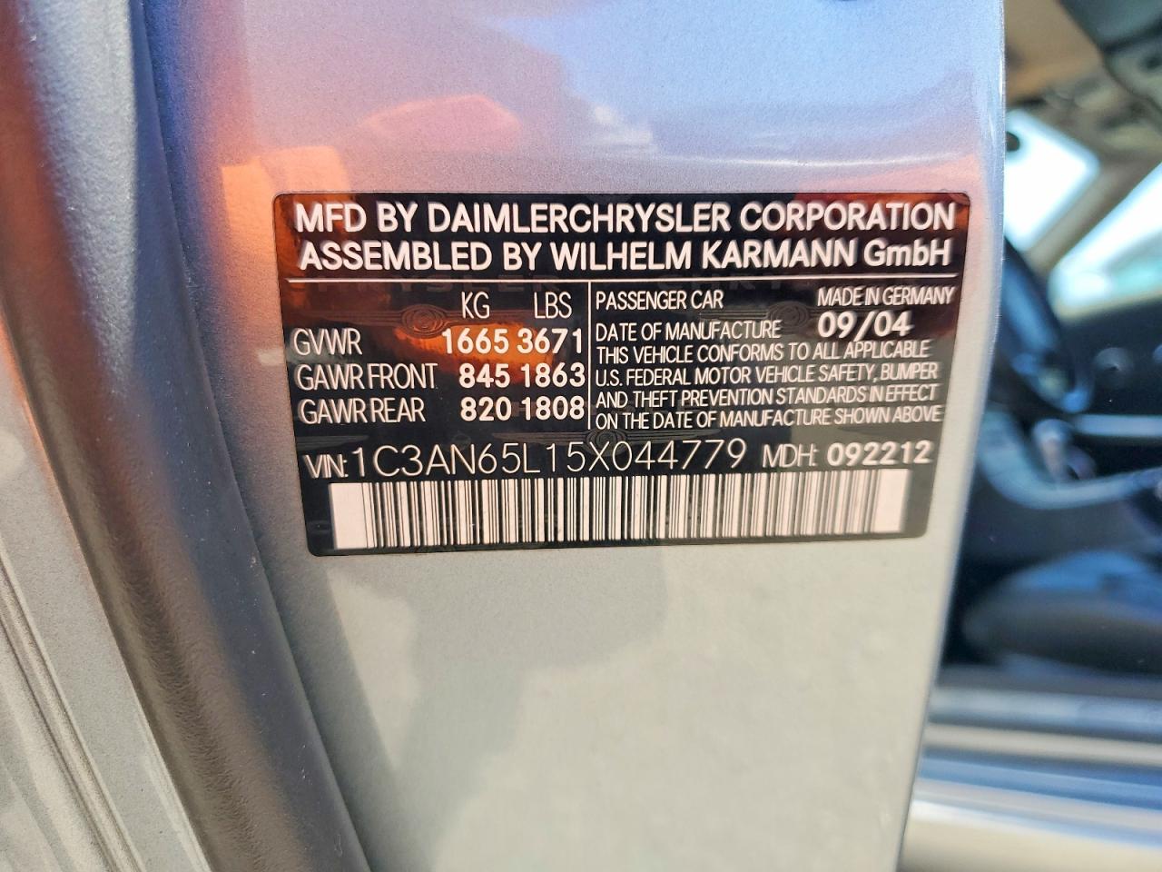 2005 Chrysler Crossfire Limited Blue vin: 1C3AN65L15X044779