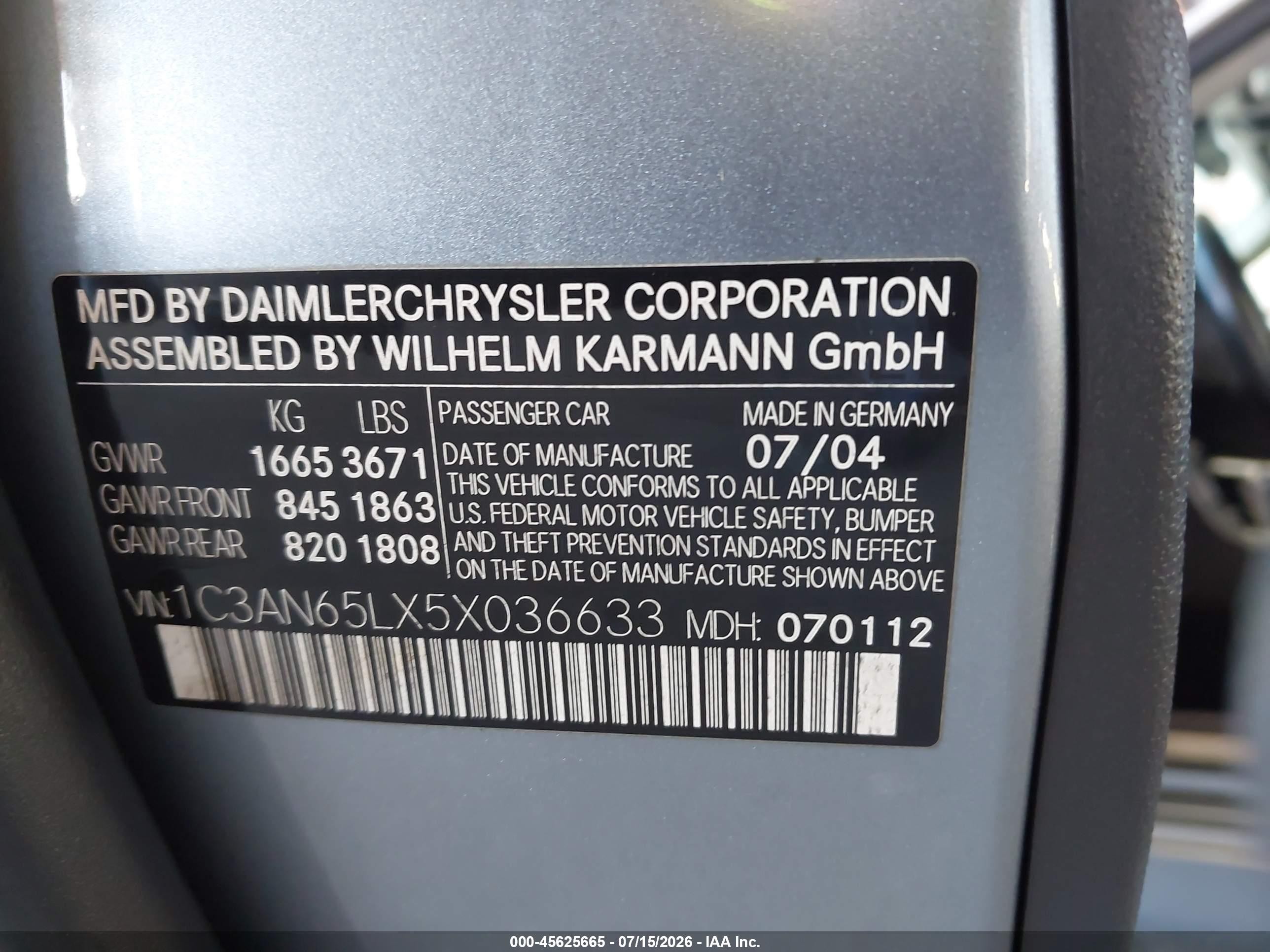 2005 Chrysler Crossfire Limited Gray vin: 1C3AN65LX5X036633