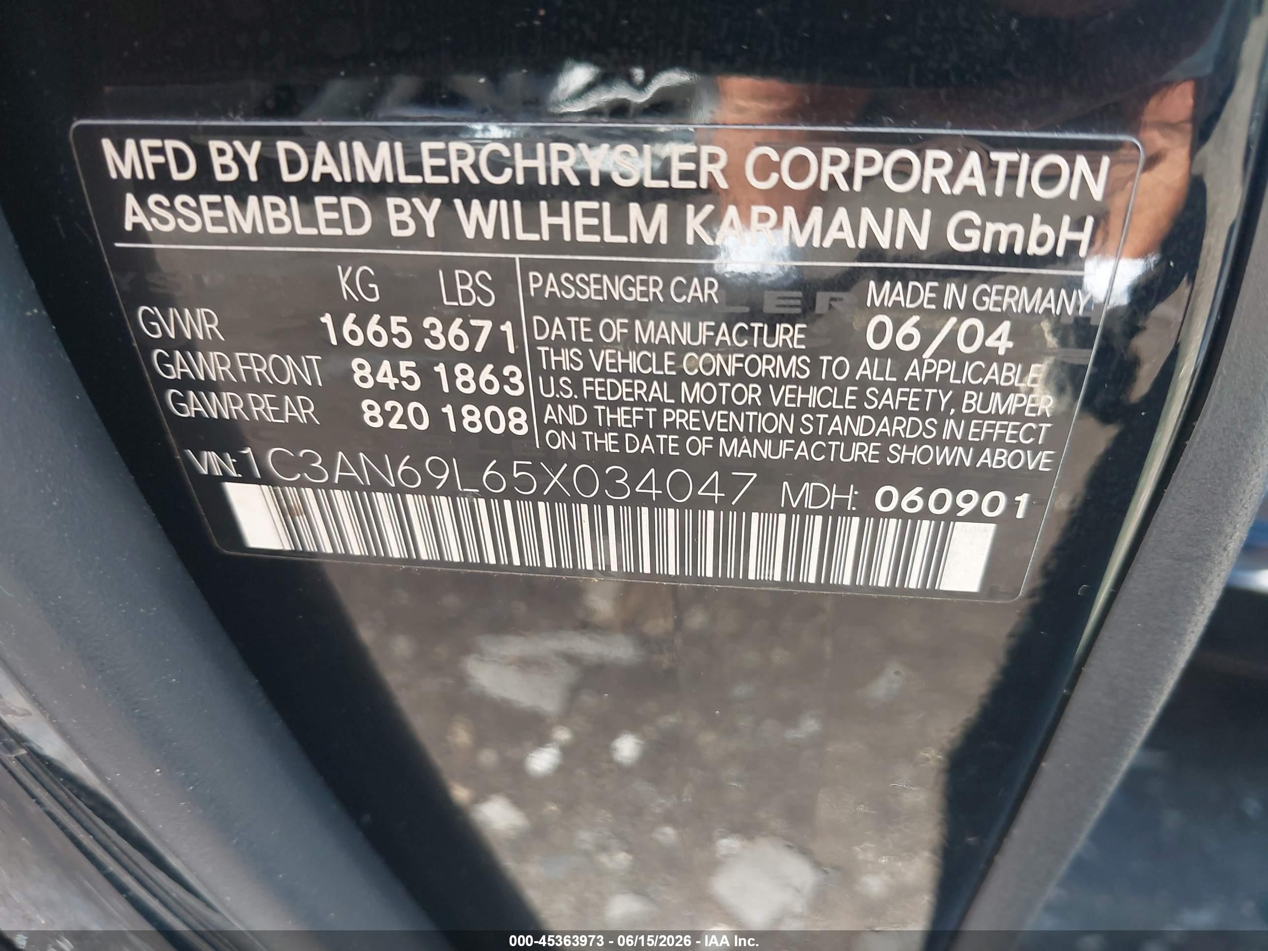 2005 Chrysler Crossfire Limited Black vin: 1C3AN69L65X034047