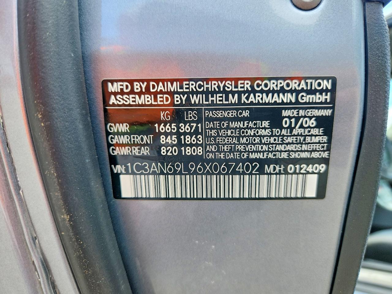 2006 Chrysler Crossfire Limited Gray vin: 1C3AN69L96X067402