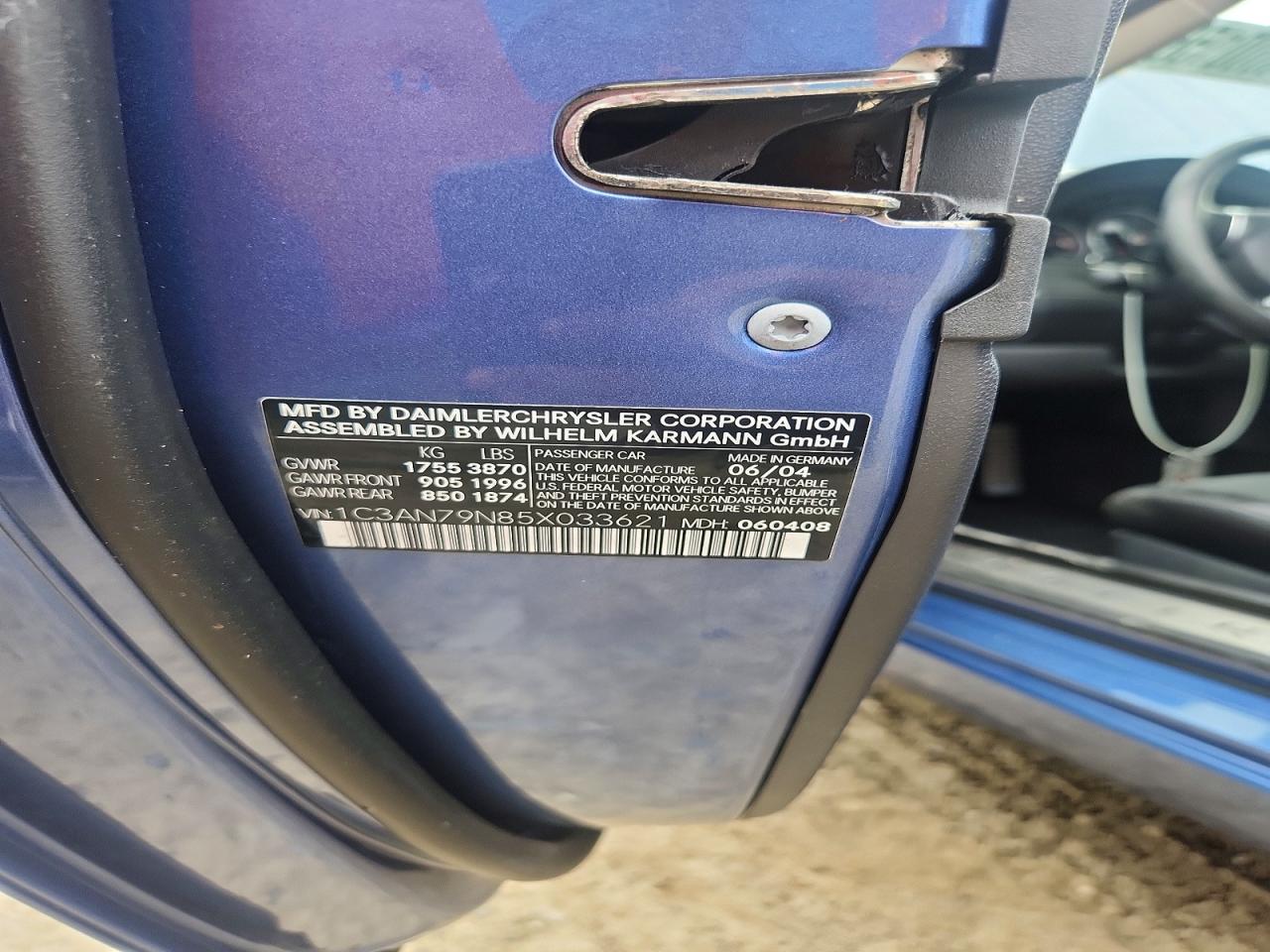 2005 Chrysler Crossfire Srt-6 Синий vin: 1C3AN79N85X033621