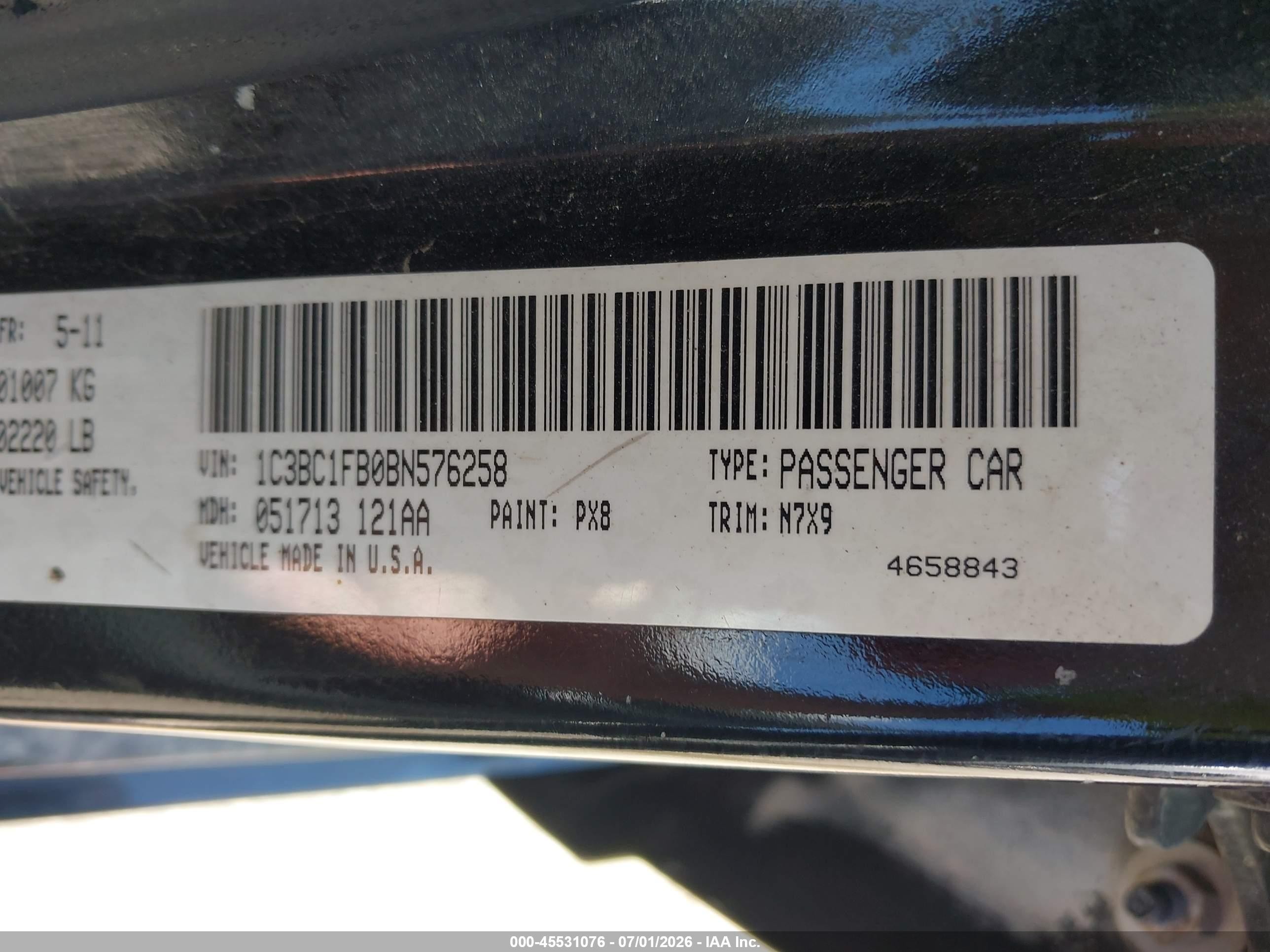 2011 Chrysler 200 Touring Черный vin: 1C3BC1FB0BN576258