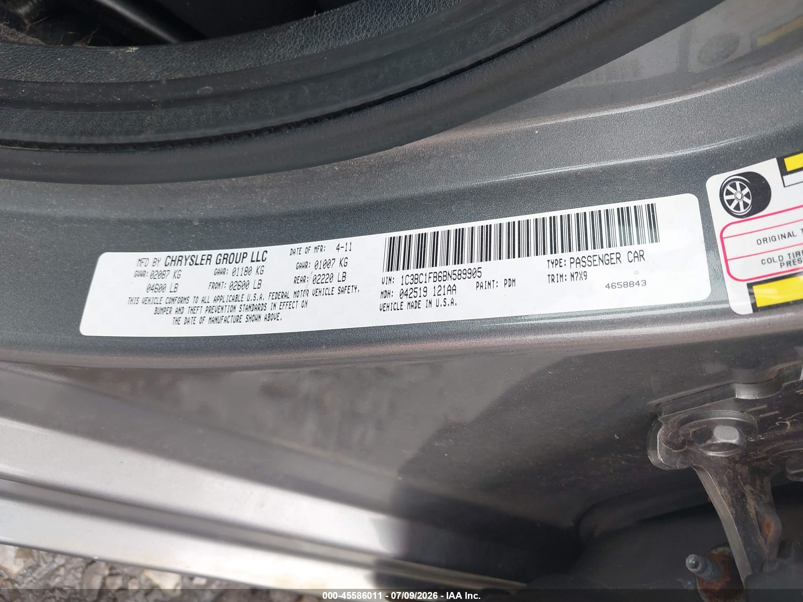 2011 Chrysler 200 Touring Gray vin: 1C3BC1FB6BN589905