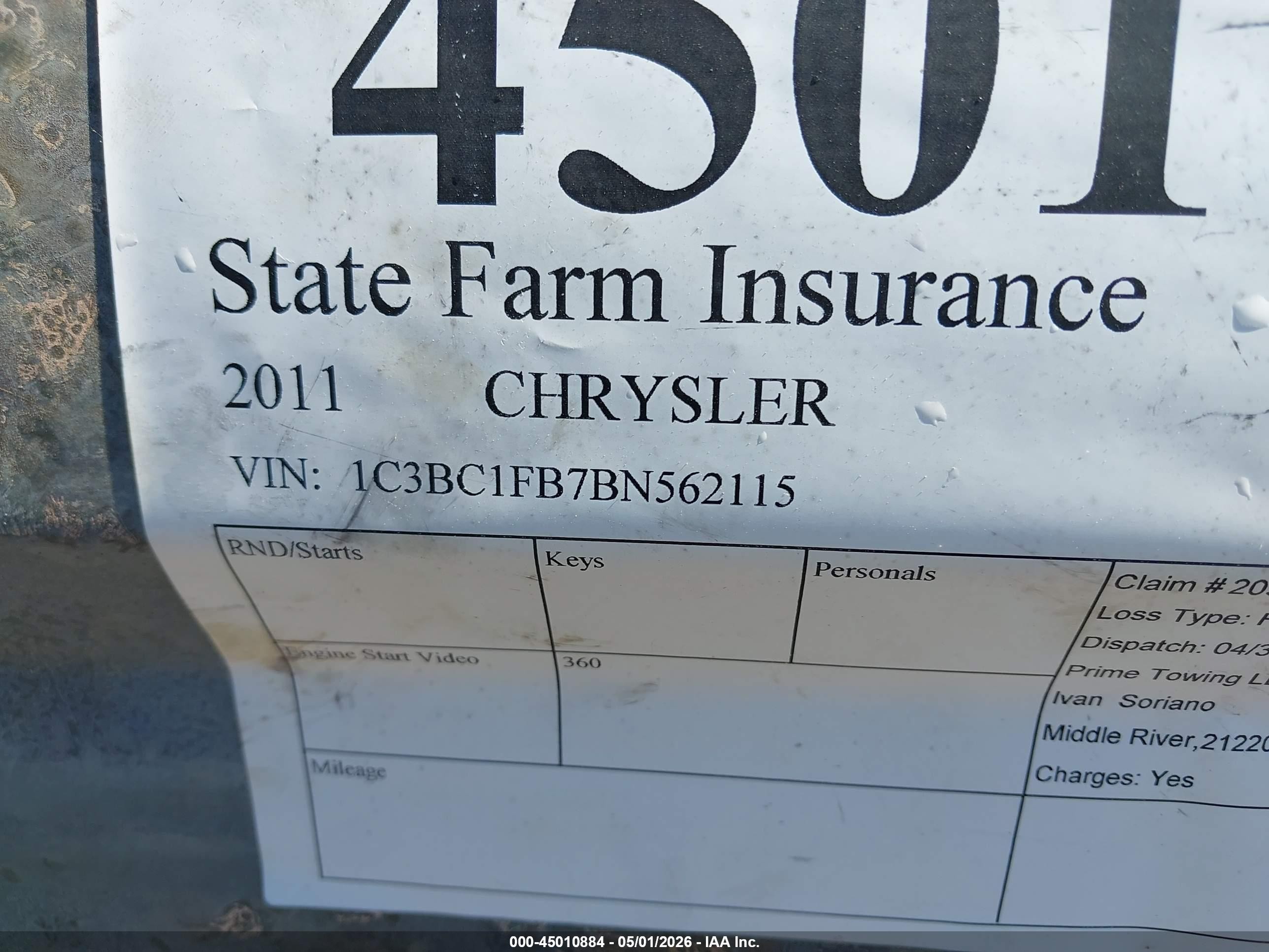 2011 Chrysler 200 Touring White vin: 1C3BC1FB7BN562115