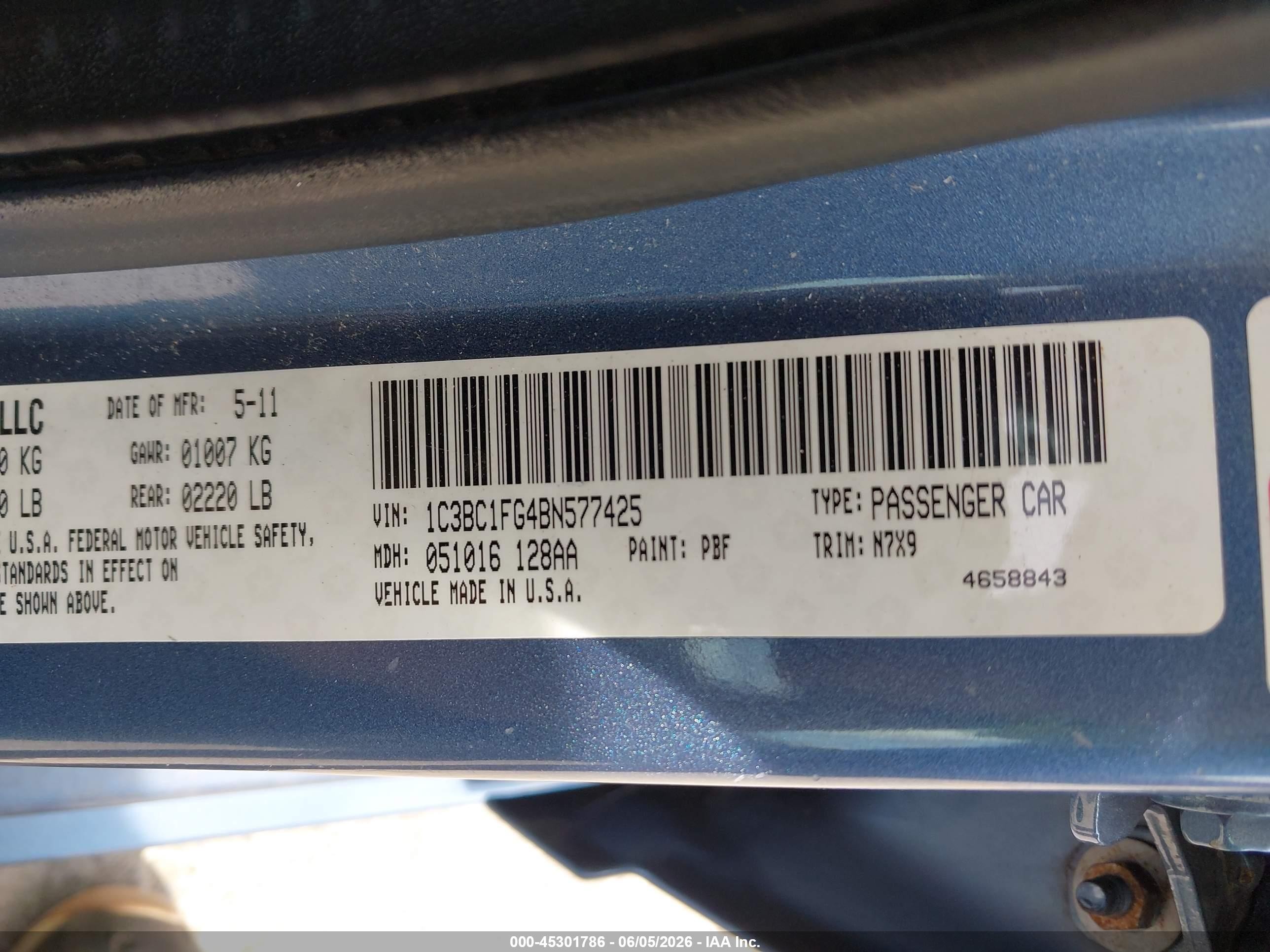 2011 Chrysler 200 Touring Blue vin: 1C3BC1FG4BN577425