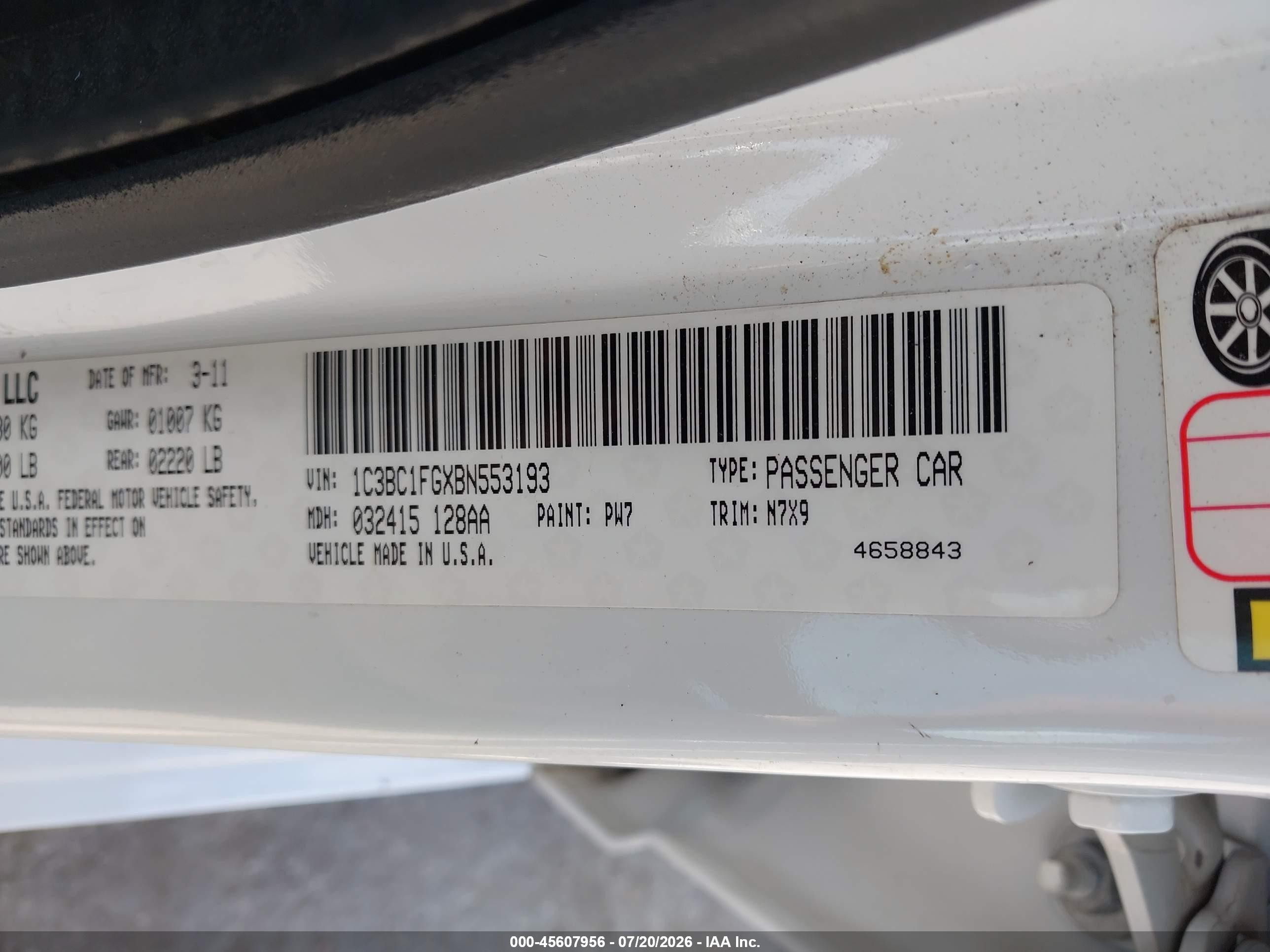 2011 Chrysler 200 Touring Белый vin: 1C3BC1FGXBN553193