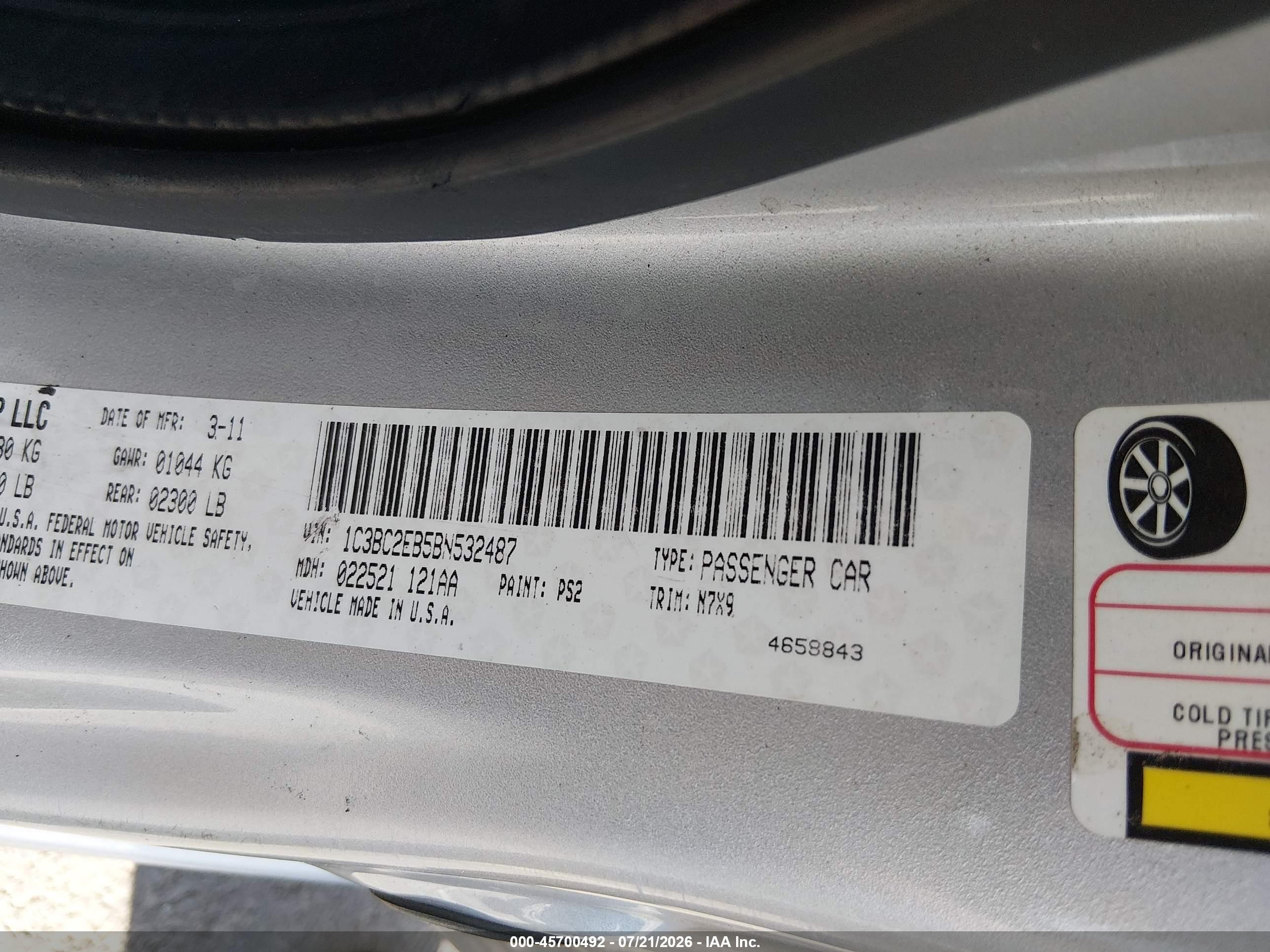 2011 Chrysler 200 Touring Silver vin: 1C3BC2EB5BN532487