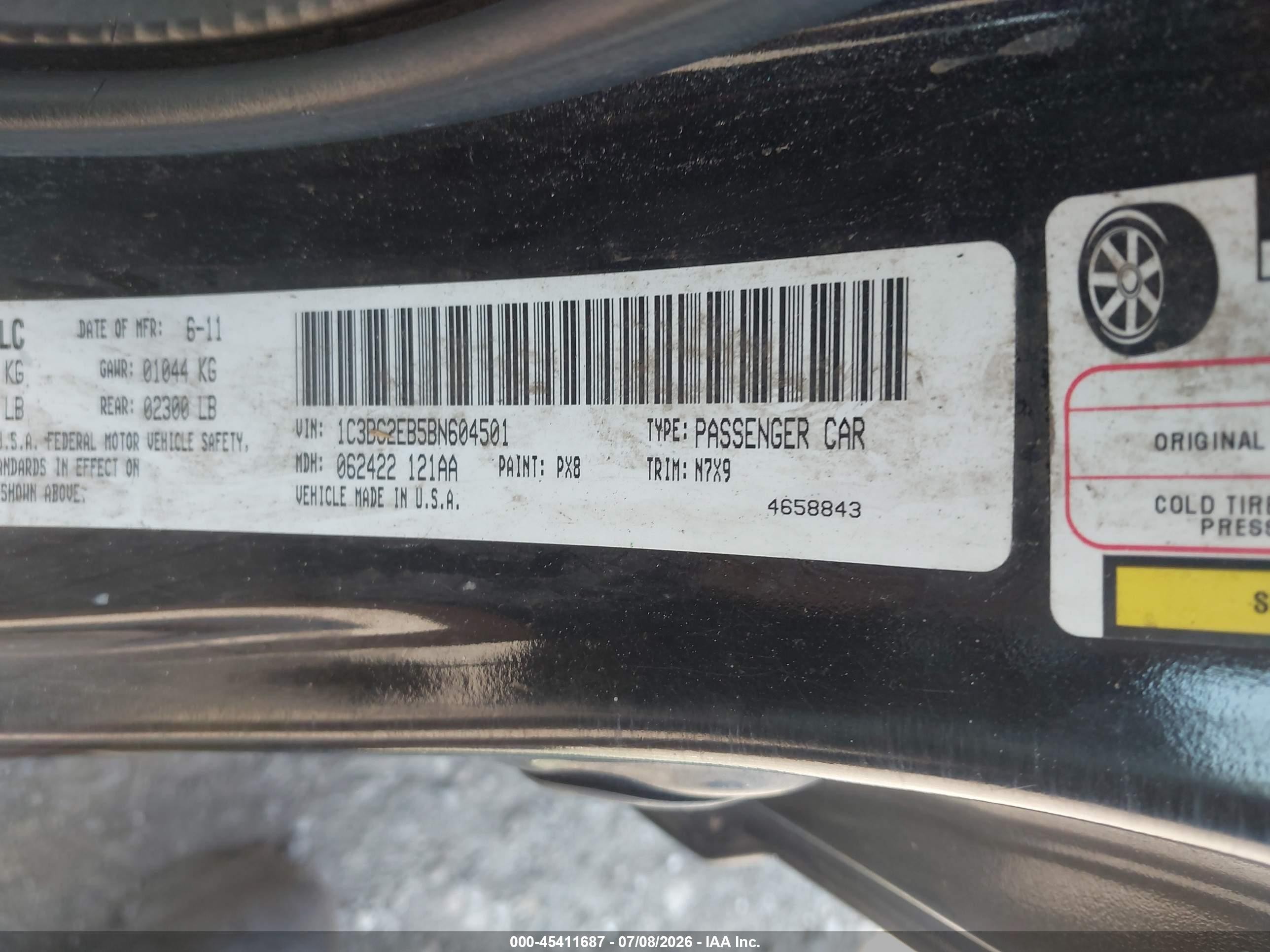 2011 Chrysler 200 Touring Black vin: 1C3BC2EB5BN604501