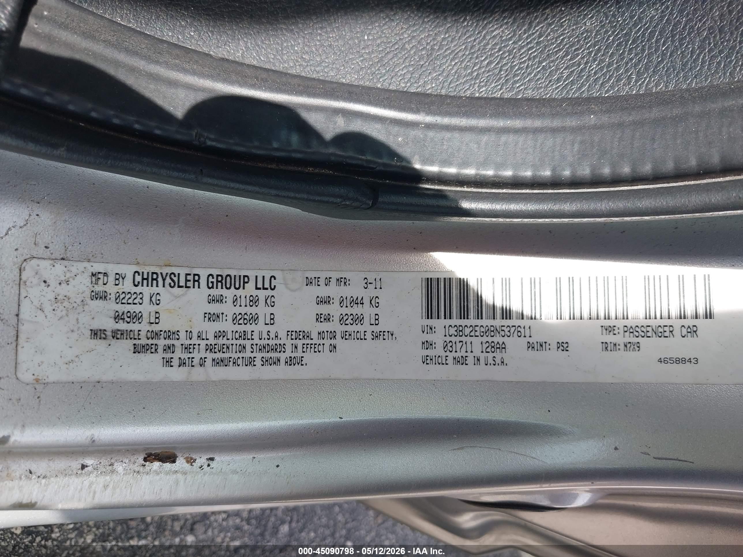 2011 Chrysler 200 Touring Silver vin: 1C3BC2EG0BN537611