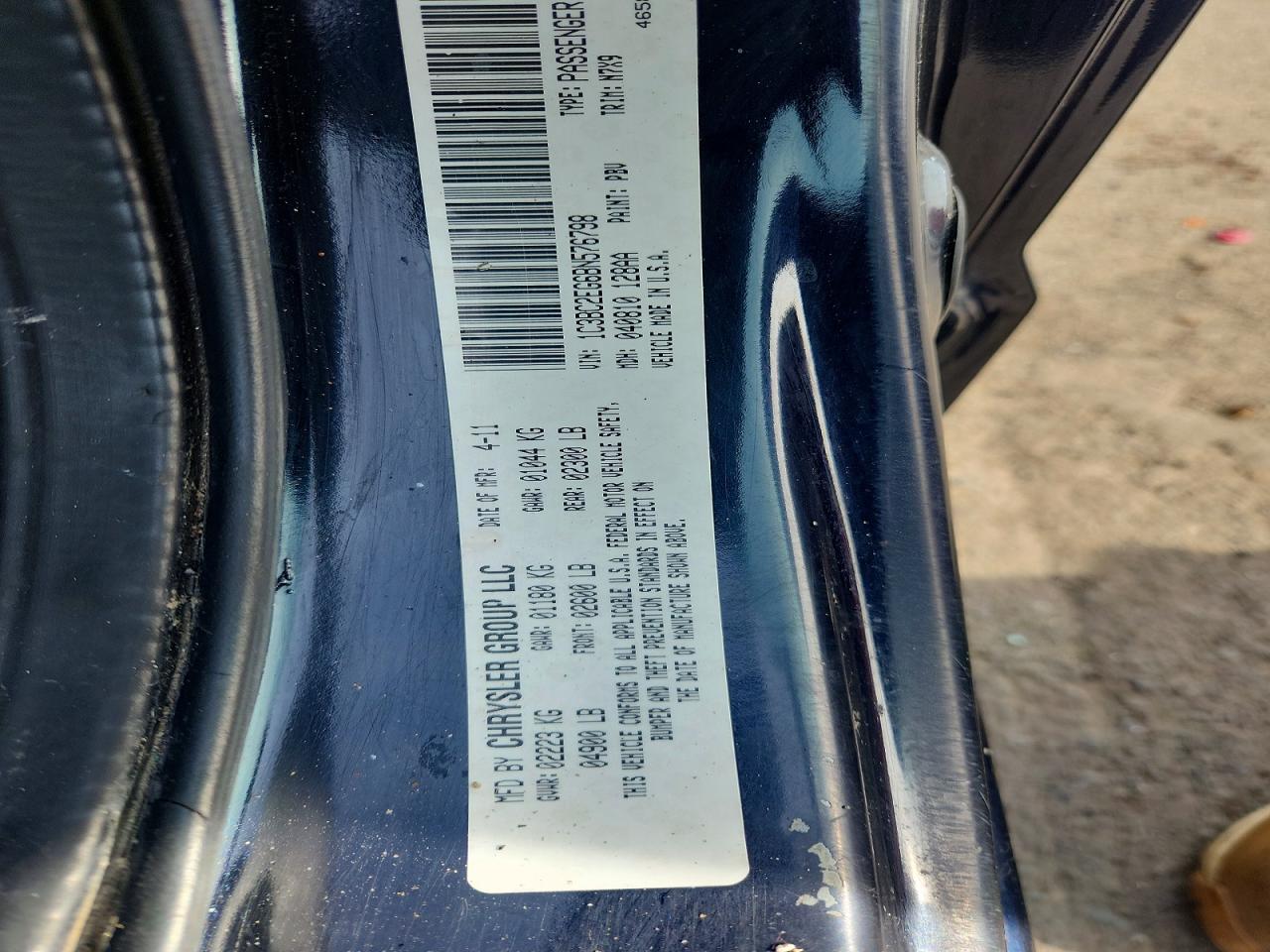 2011 Chrysler 200 Touring Black vin: 1C3BC2EG6BN576798