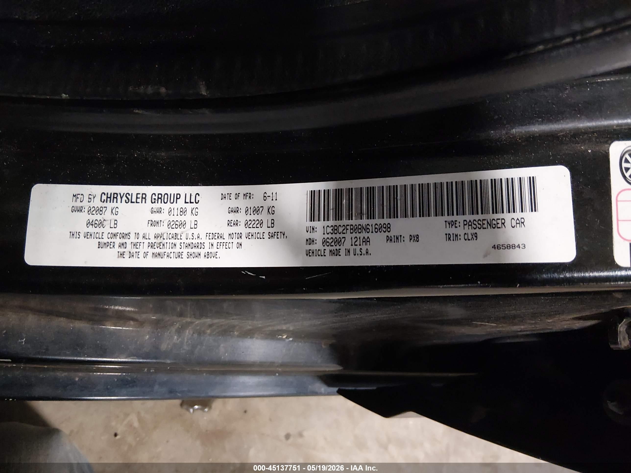 2011 Chrysler 200 Limited Black vin: 1C3BC2FB0BN616098