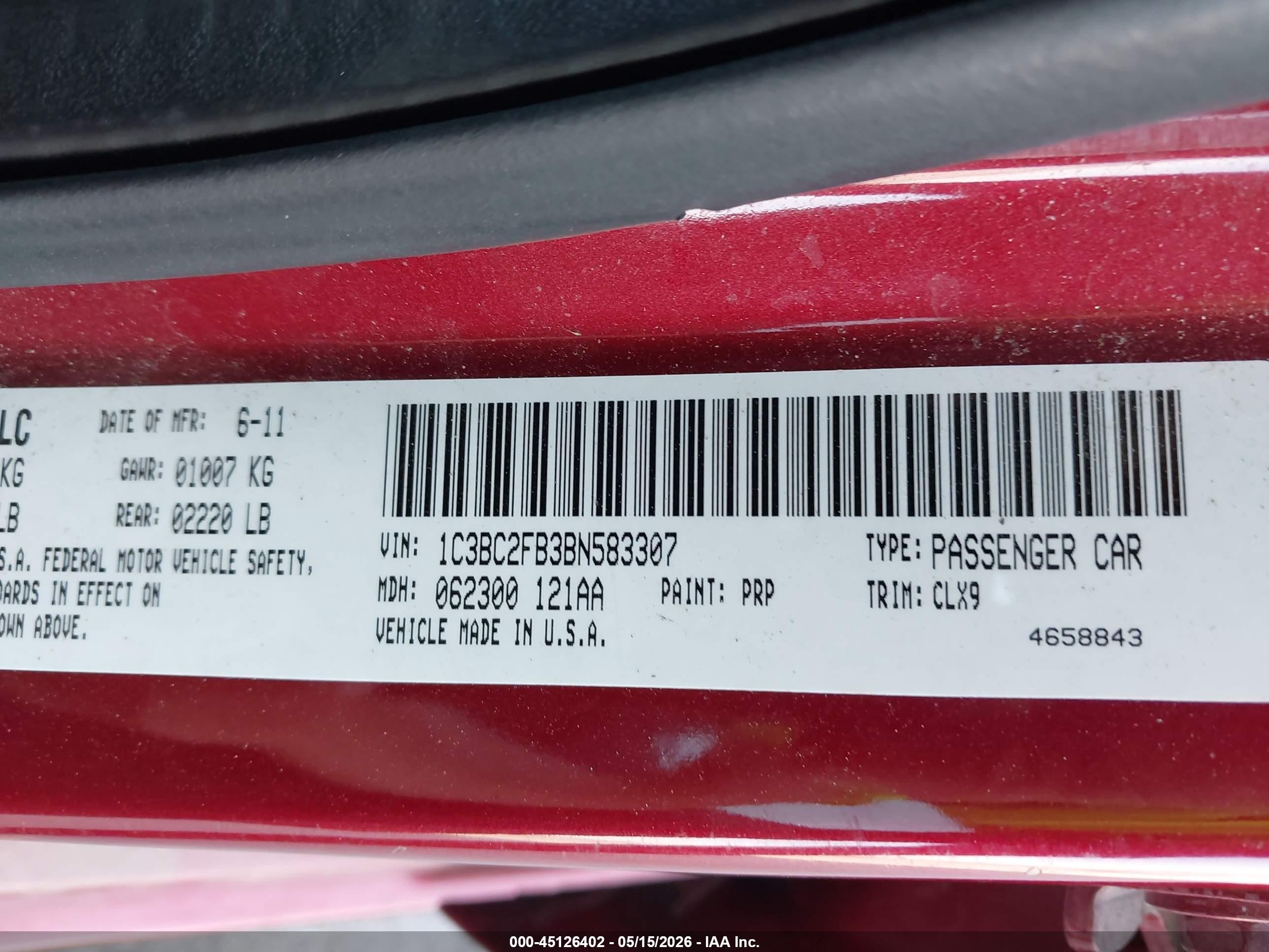 2011 Chrysler 200 Limited Красный vin: 1C3BC2FB3BN583307