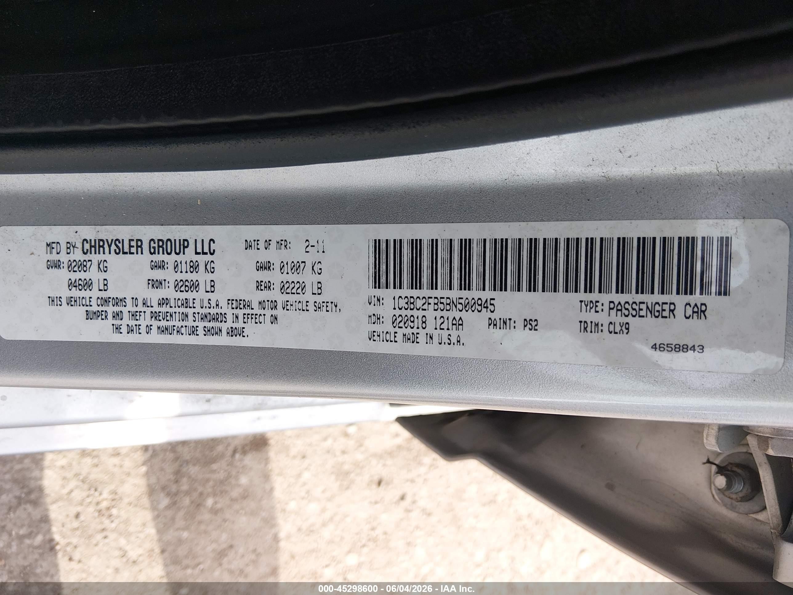 2011 Chrysler 200 Limited Silver vin: 1C3BC2FB5BN500945