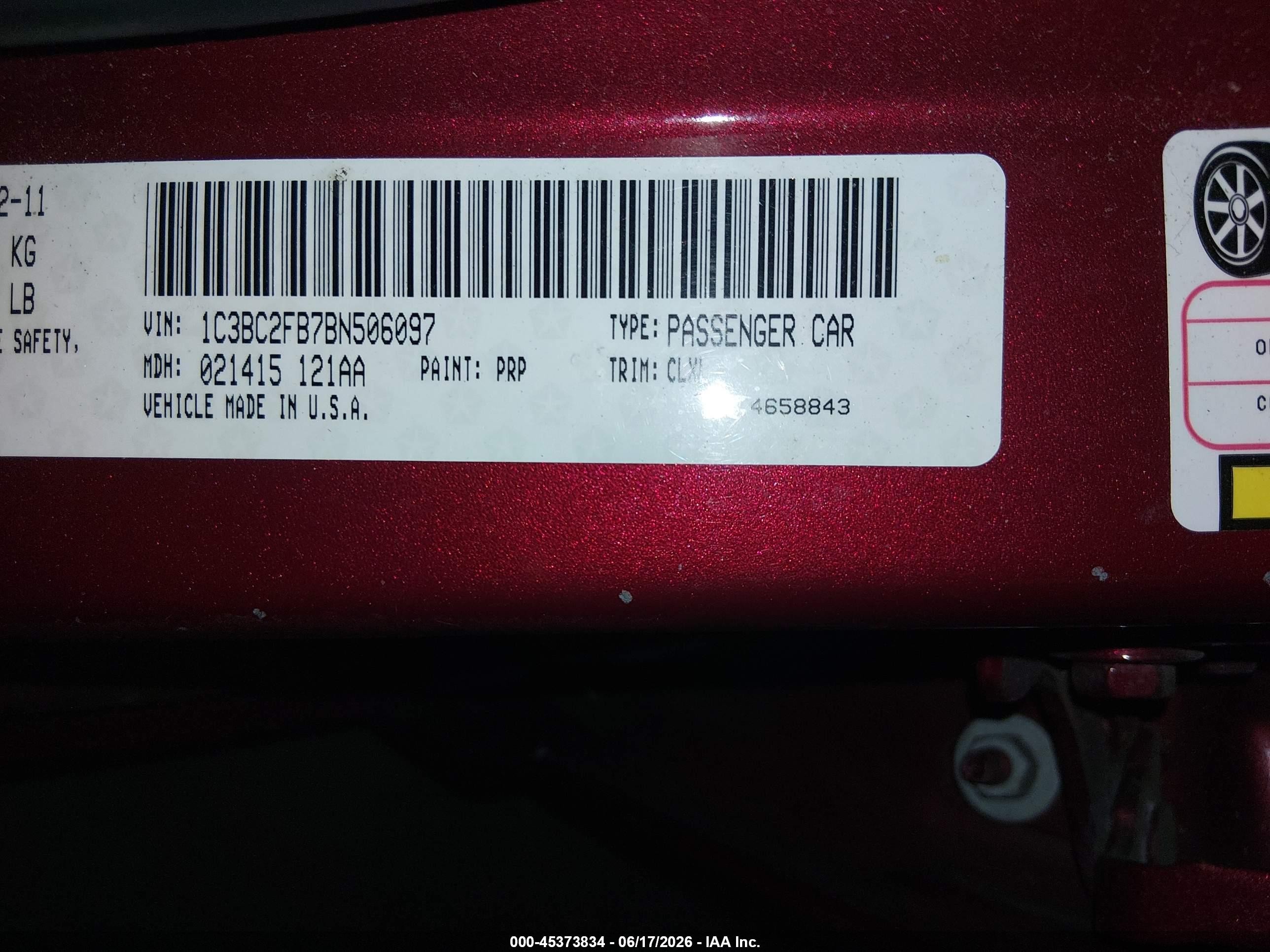 2011 Chrysler 200 Limited Burgundy vin: 1C3BC2FB7BN506097