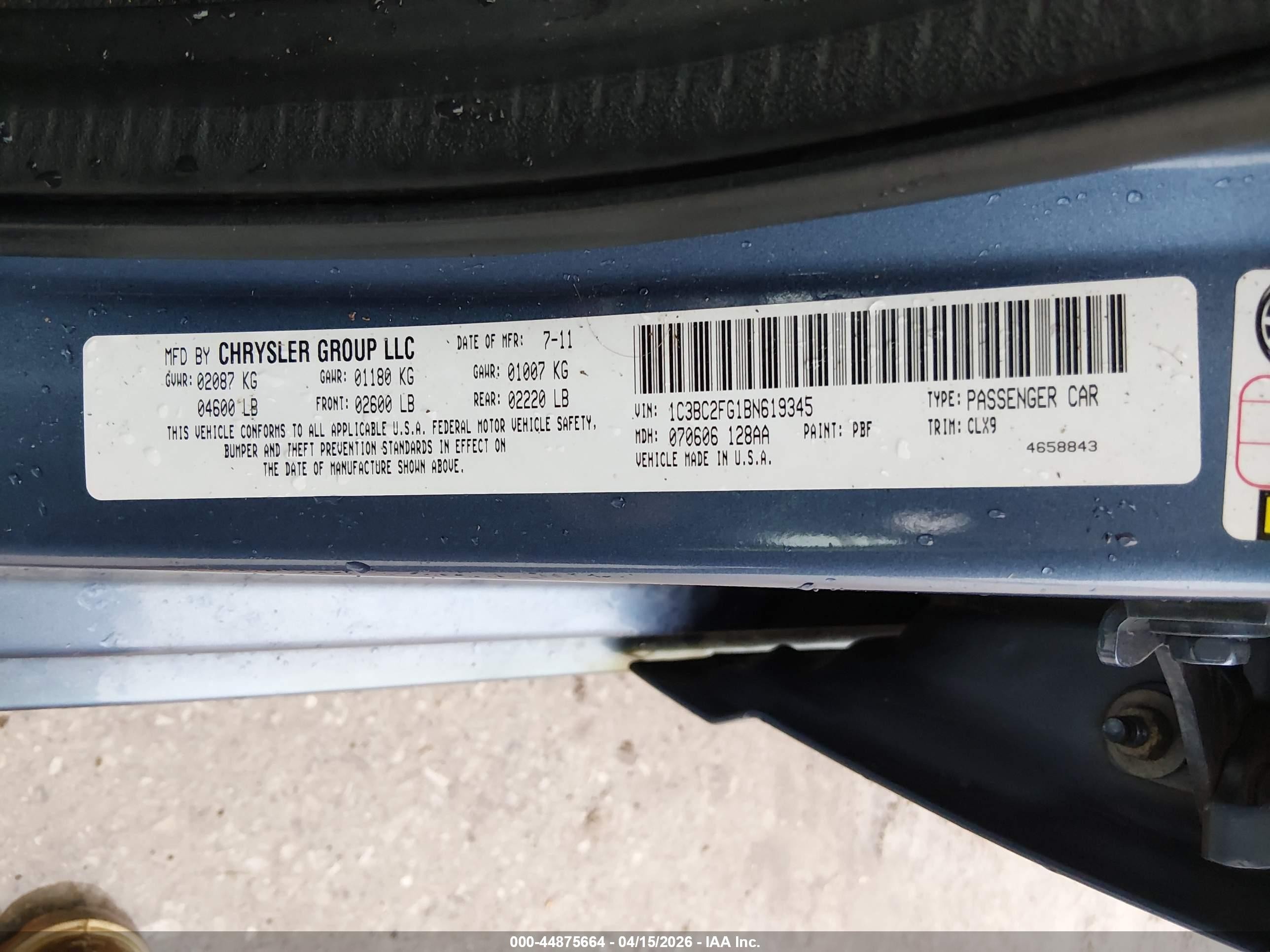 2011 Chrysler 200 Limited Blue vin: 1C3BC2FG1BN619345